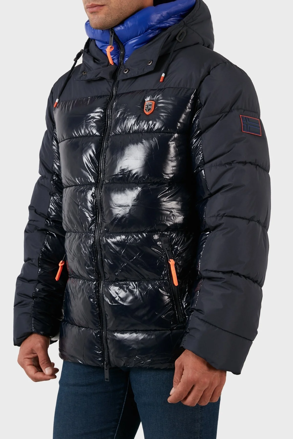 Norway Geographical Fermuarlı Kapüşonlu Şişme Erkek Mont ADVENTOR LACİVERT - 2