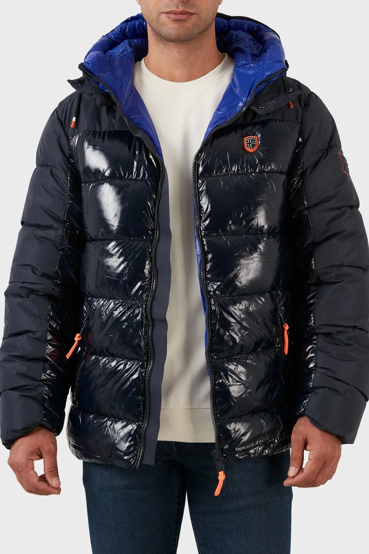 Norway Geographical Fermuarlı Kapüşonlu Şişme Erkek Mont ADVENTOR LACİVERT - 4