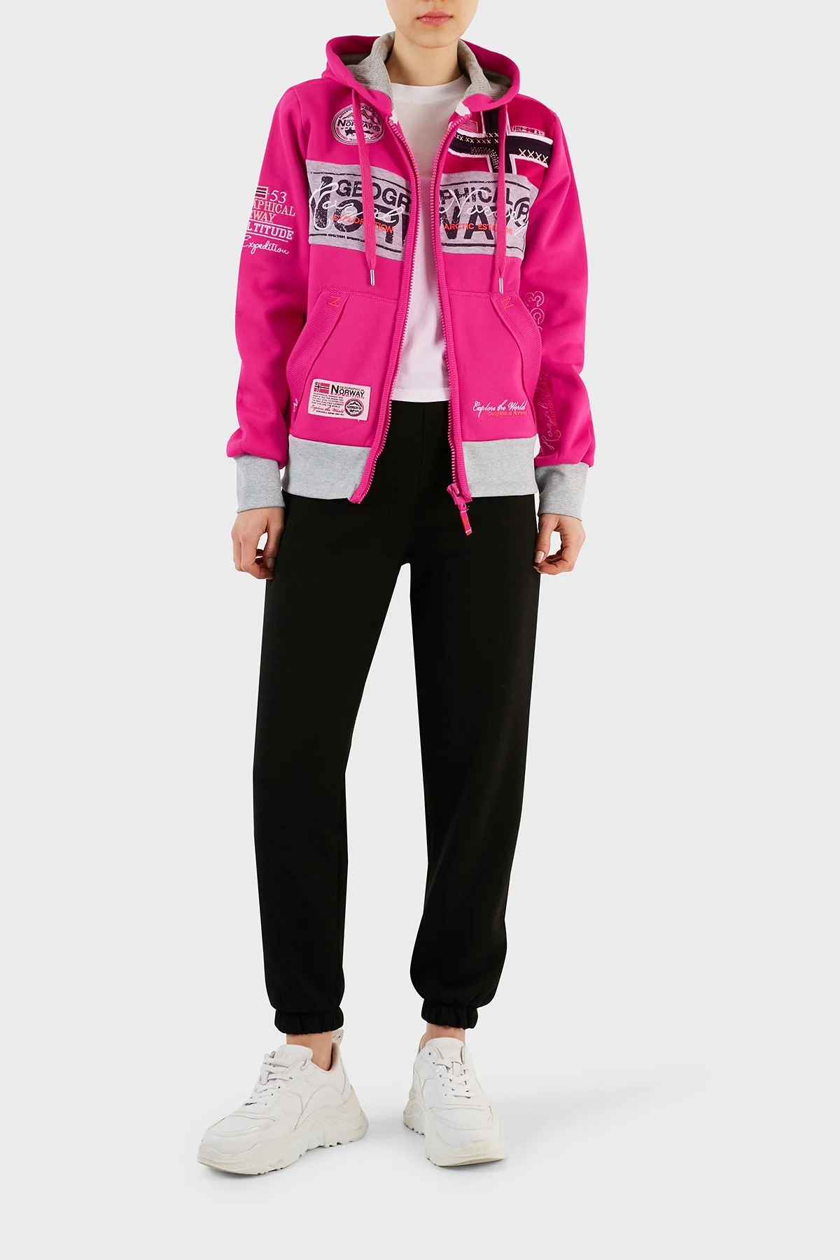 Norway Geographical İçi Şardonlu Kapüşonlu Kadın Sweat FLYERSW 1K FUŞYA - 5