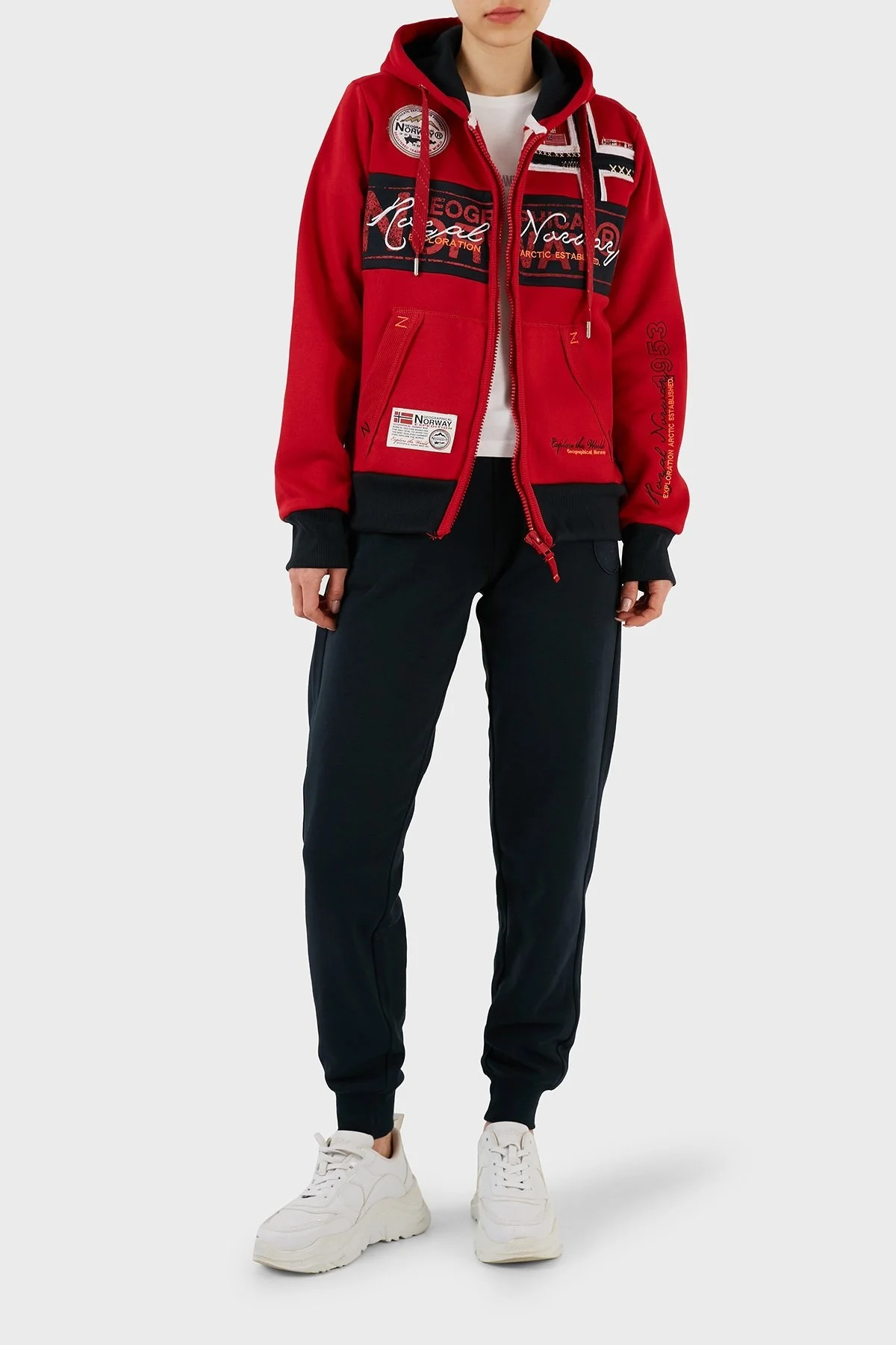 Norway Geographical İçi Şardonlu Kapüşonlu Bayan Sweat FLYERSW 1K KIRMIZI - 5