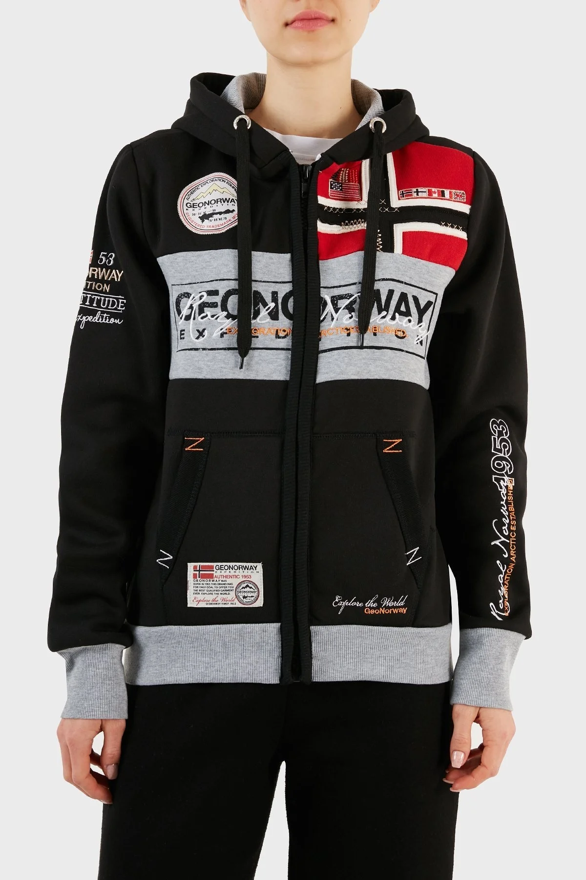 Norway Geographical İçi Şardonlu Kapüşonlu Bayan Sweat FLYERSW 1K SİYAH - 1