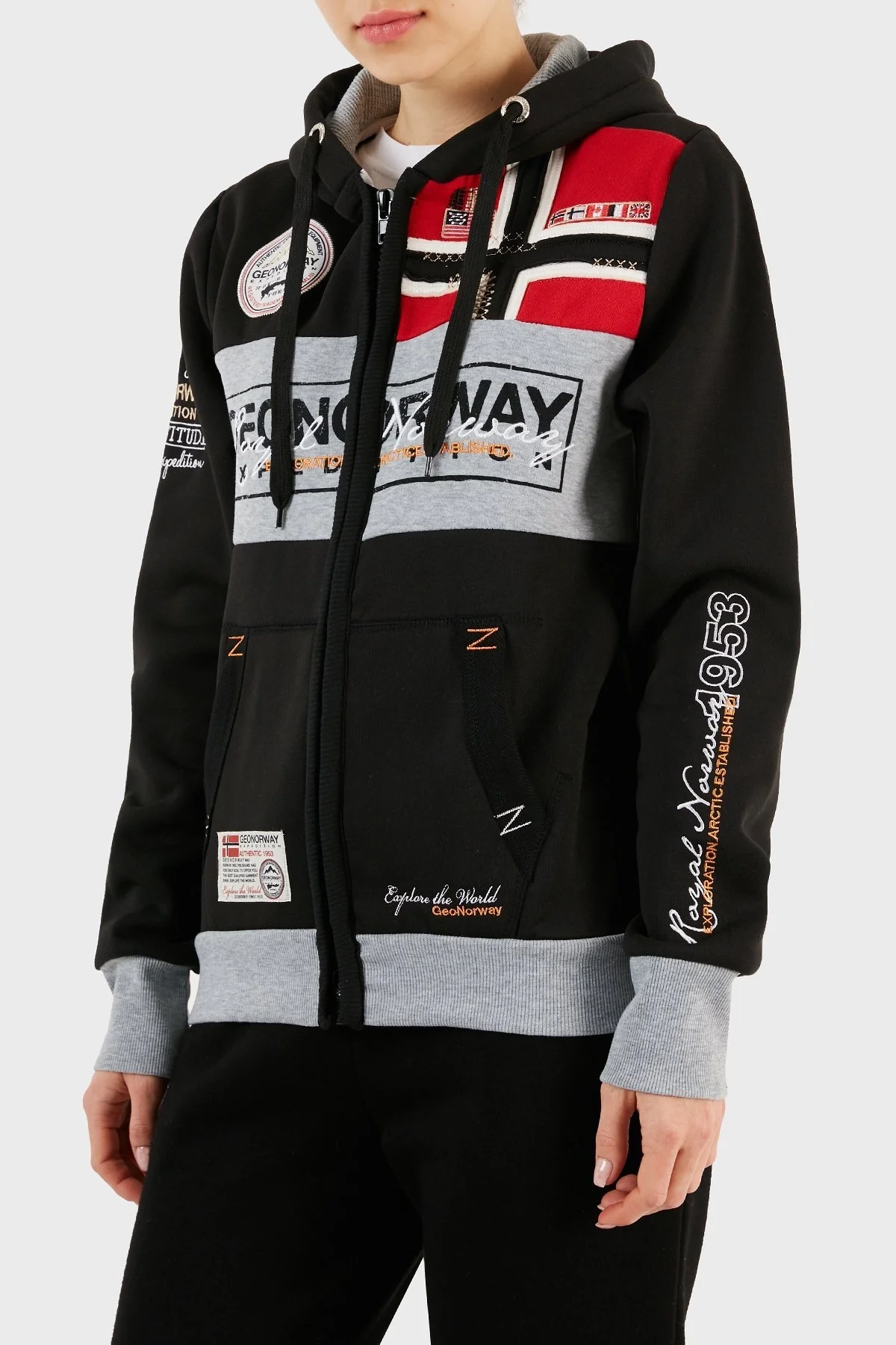 Norway Geographical İçi Şardonlu Kapüşonlu Bayan Sweat FLYERSW 1K SİYAH - 4