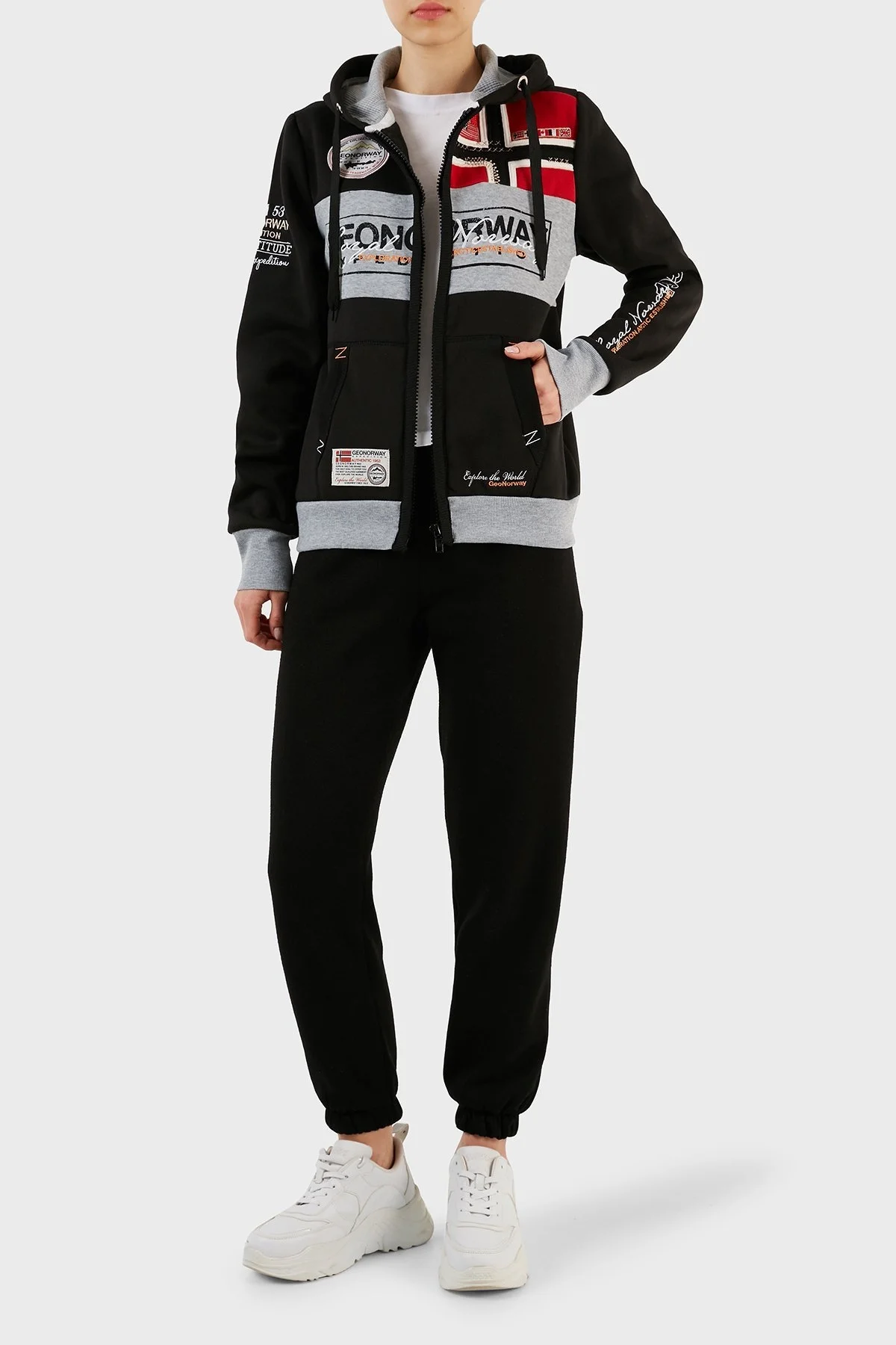 Norway Geographical İçi Şardonlu Kapüşonlu Bayan Sweat FLYERSW 1K SİYAH - 5