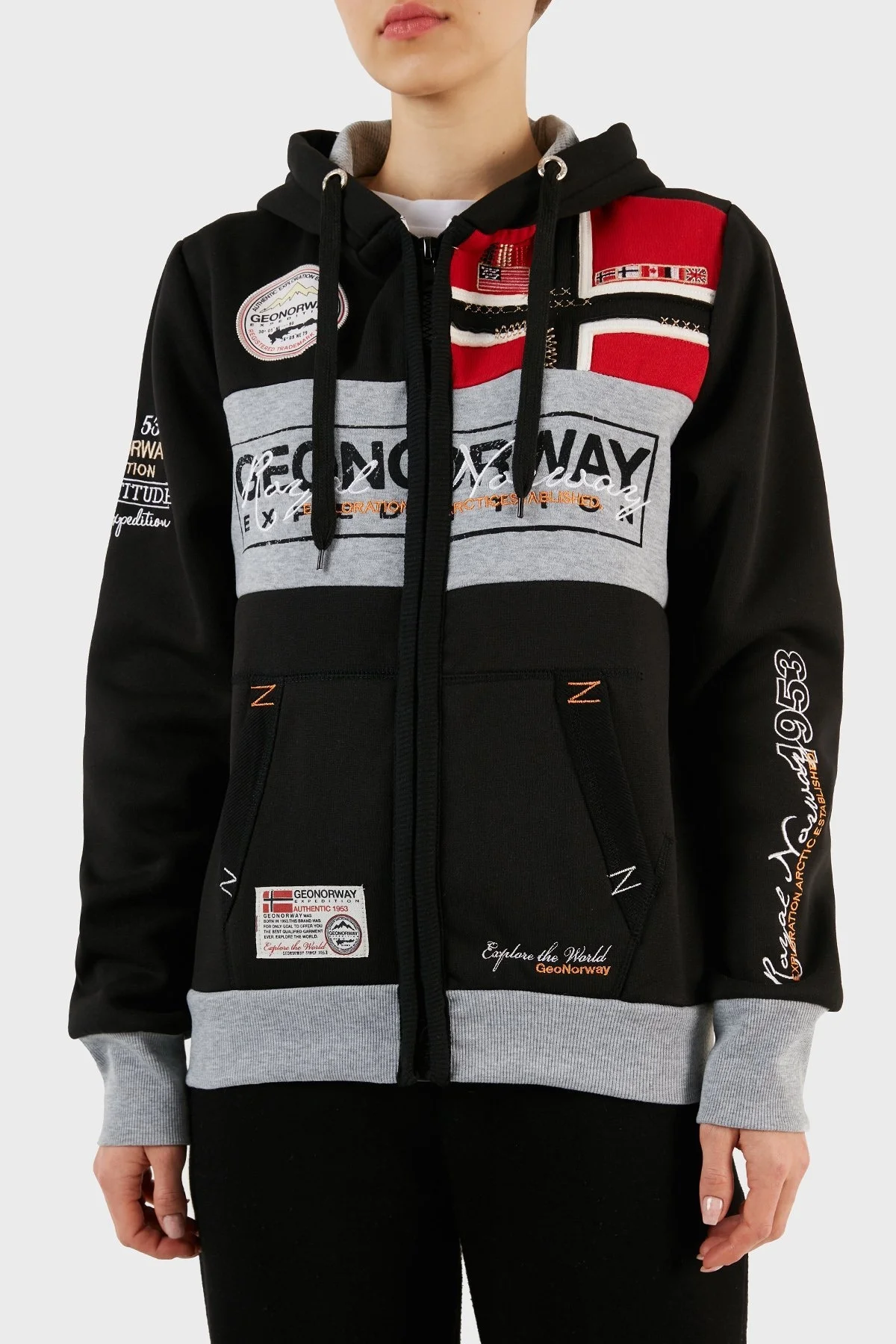 Norway Geographical İçi Şardonlu Kapüşonlu Bayan Sweat FLYERSW 1K SİYAH - 6