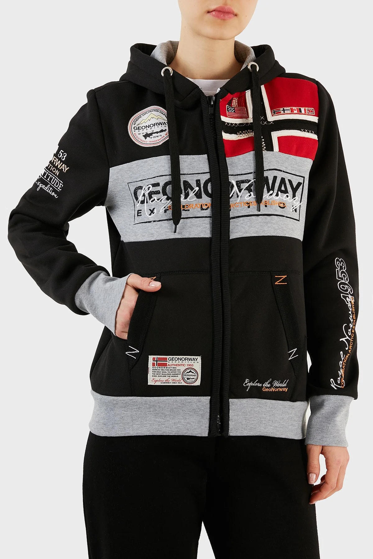 Norway Geographical İçi Şardonlu Kapüşonlu Kadın Sweat FLYERSW 1K SİYAH - 2