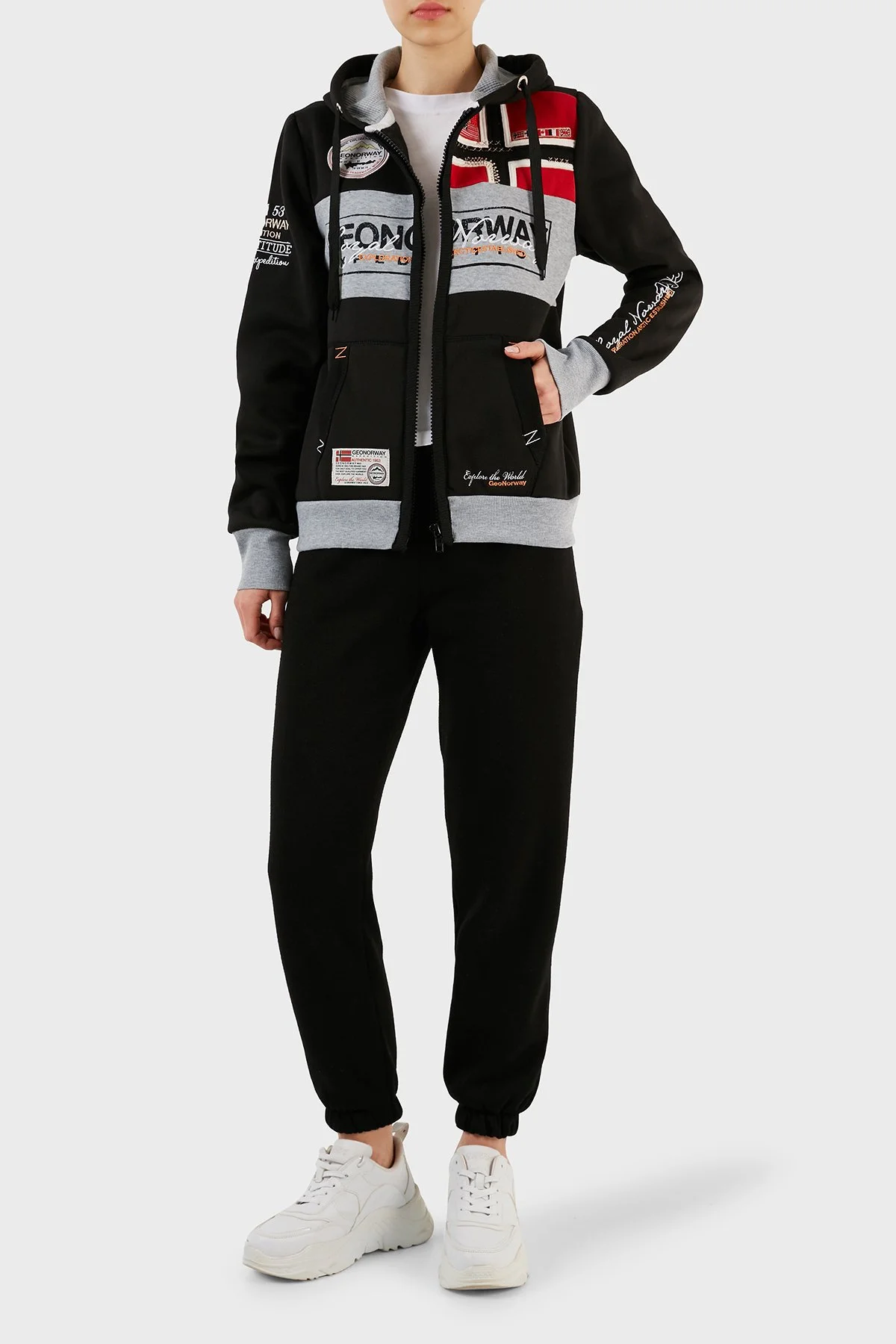 Norway Geographical İçi Şardonlu Kapüşonlu Kadın Sweat FLYERSW 1K SİYAH - 5