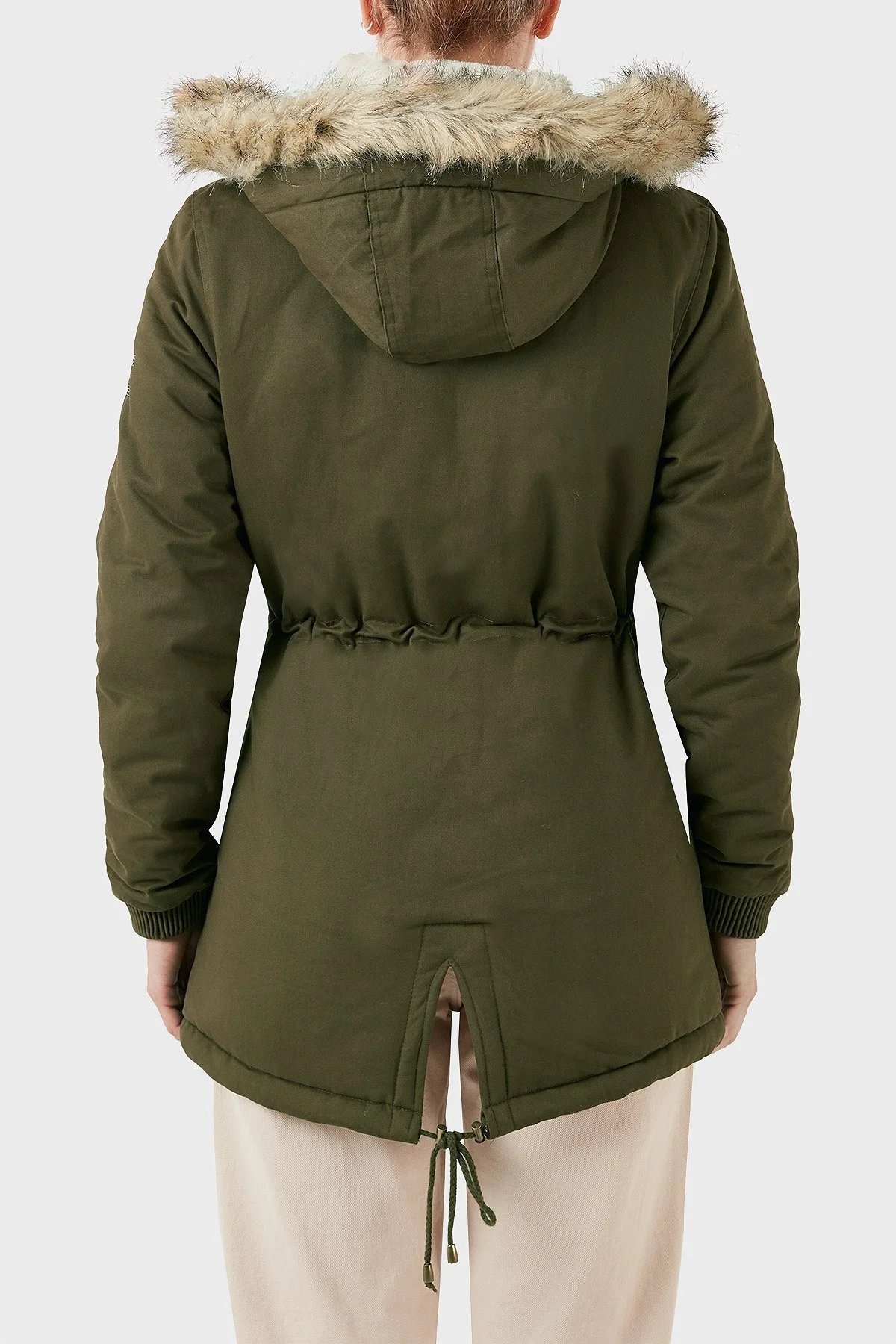 Norway Geographical Isı Yalıtımlı Peluş Astarlı Çıkarılabilir Suni Tüylü Kapüşonlu Bayan Parka AMPURIA HAKİ - 3