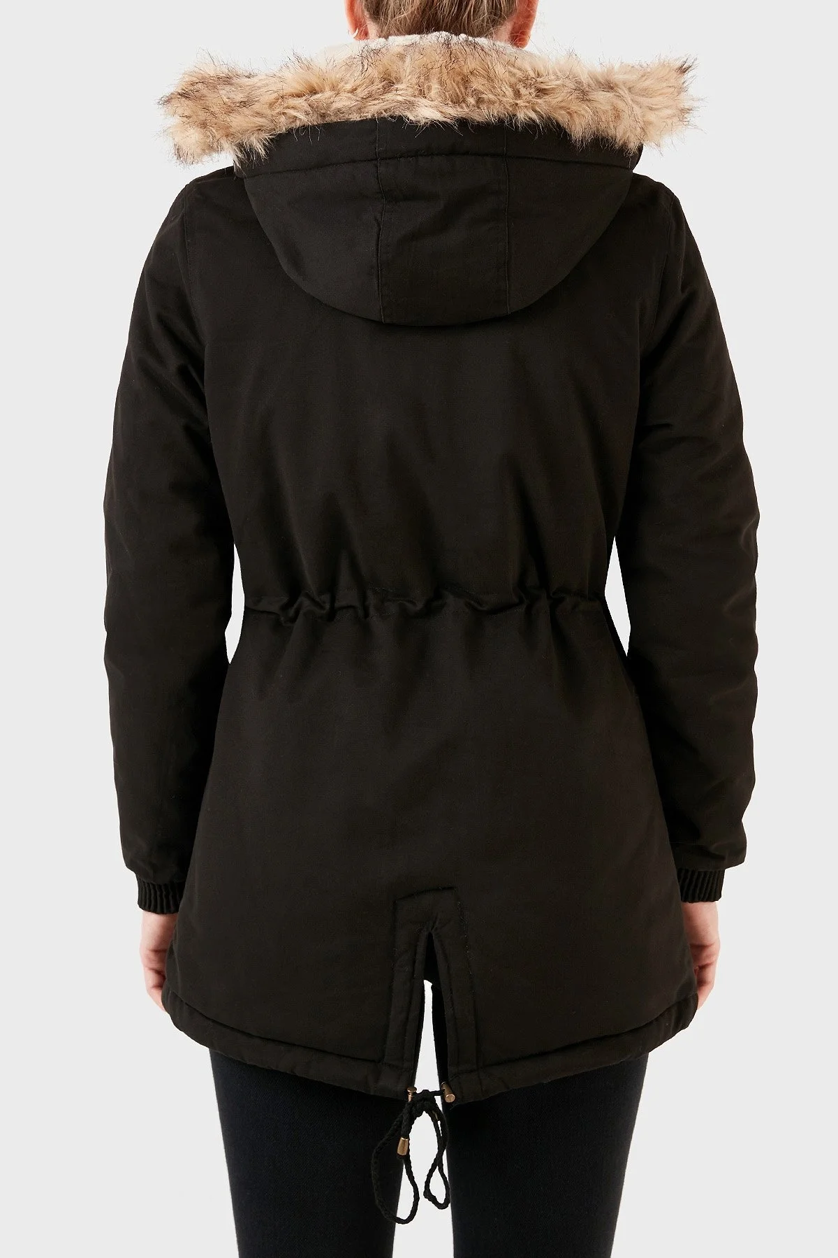 Norway Geographical Isı Yalıtımlı Peluş Astarlı Çıkarılabilir Suni Tüylü Kapüşonlu Bayan Parka AMPURIA SİYAH - 3