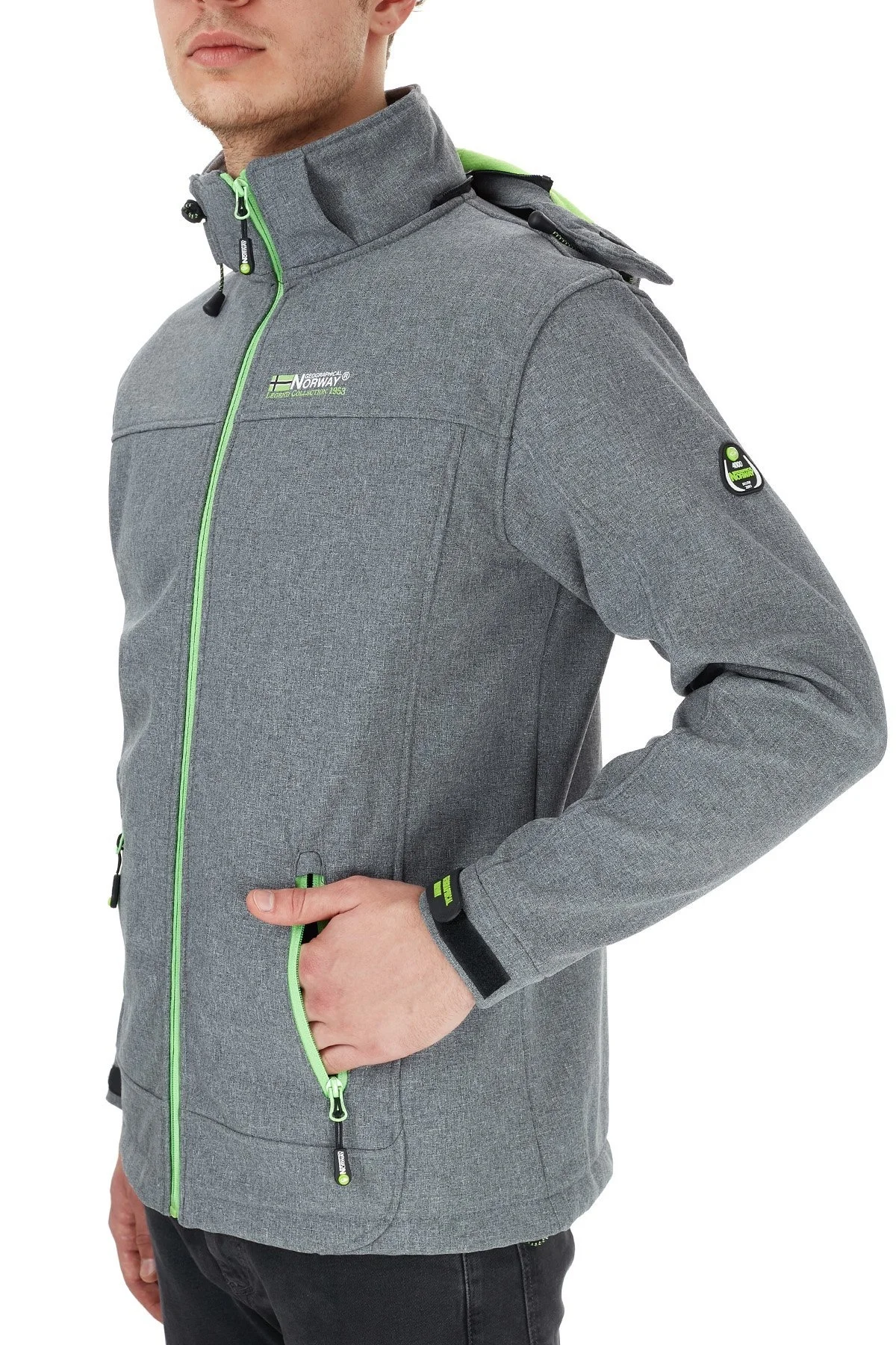 Norway Geographical Kapüşonlu Outdoor Erkek Mont TEMIX Açık Gri-Yeşil - 3