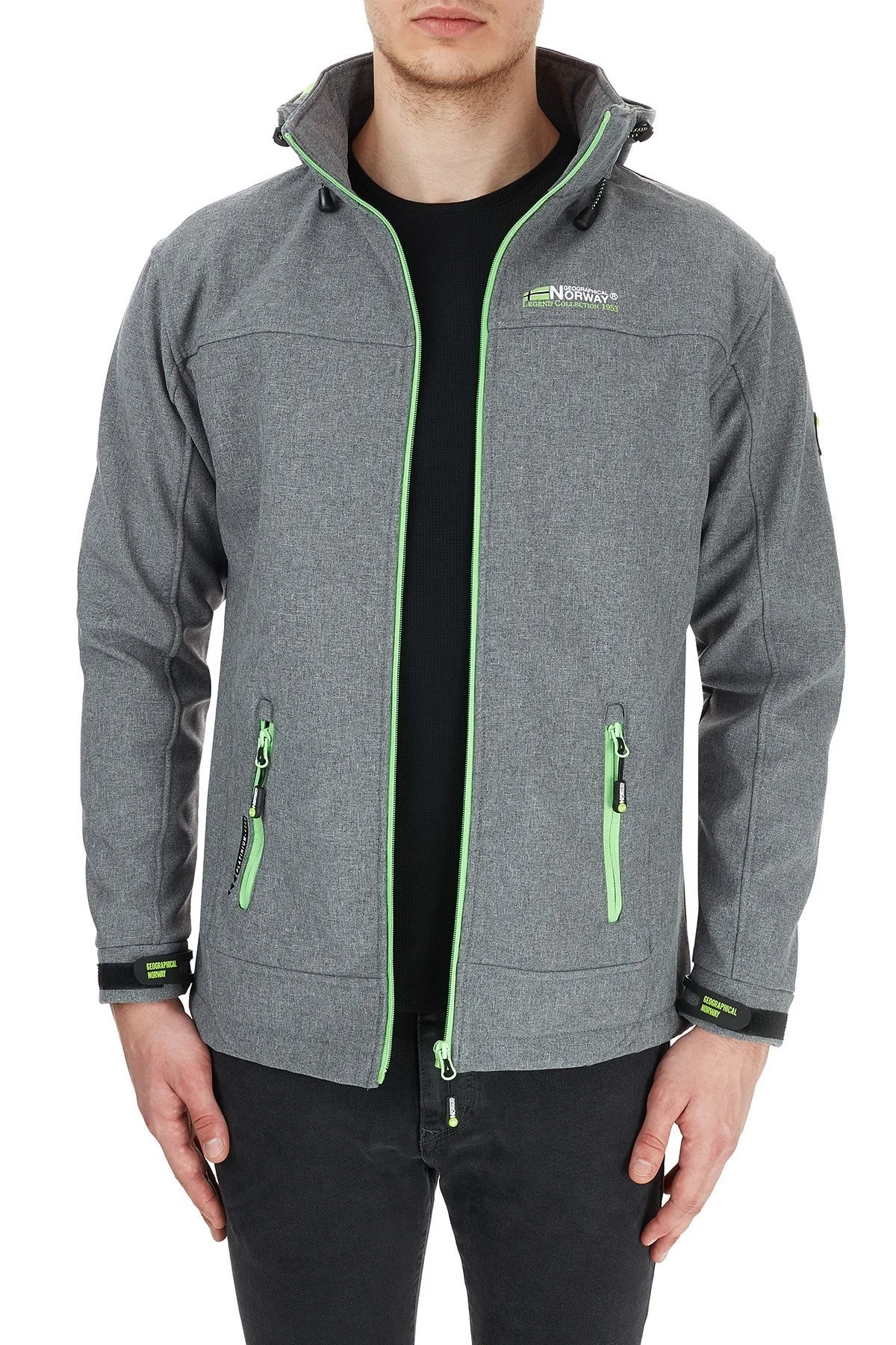 Norway Geographical Kapüşonlu Outdoor Erkek Mont TEMIX Açık Gri-Yeşil - 4