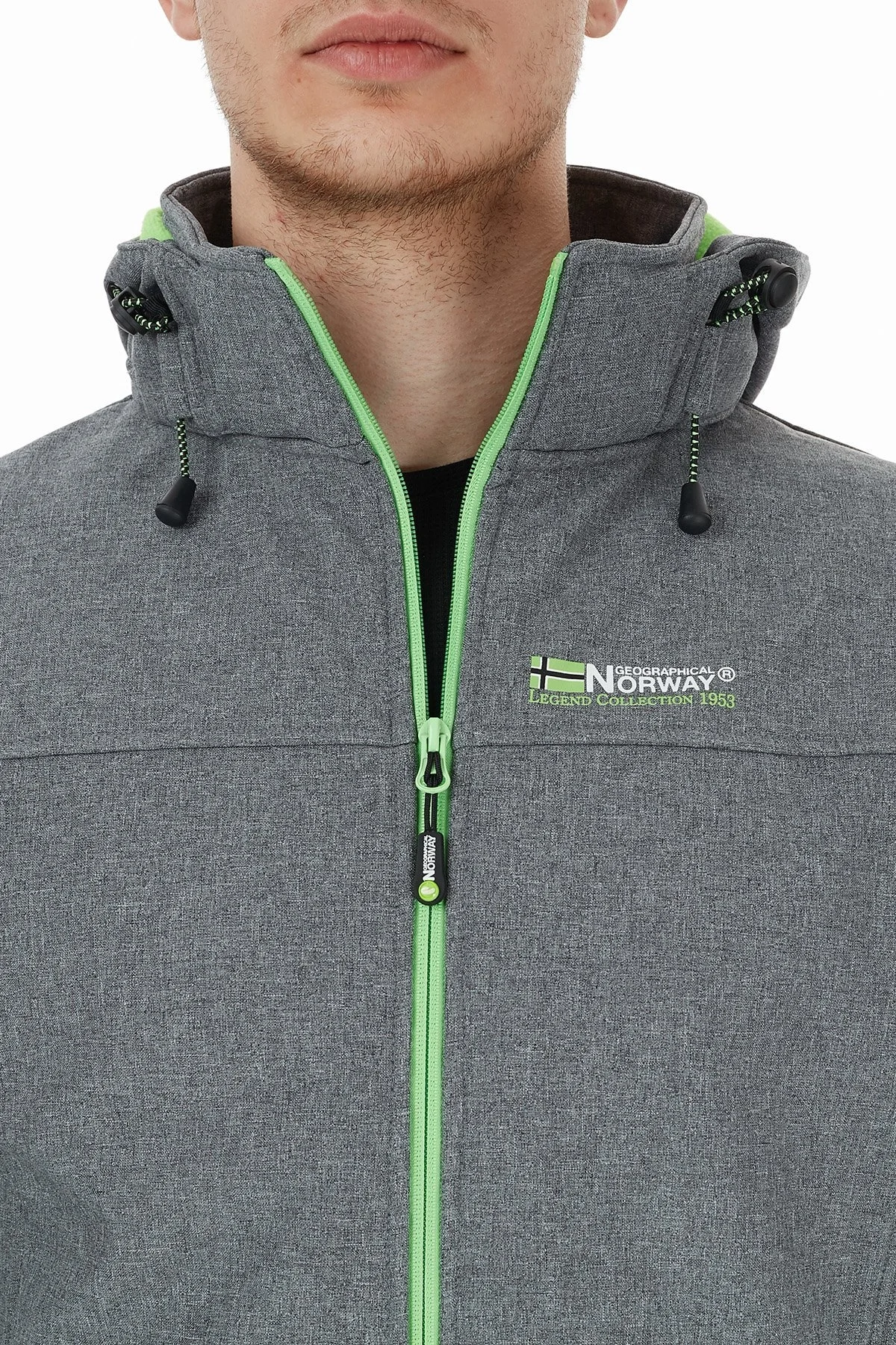 Norway Geographical Kapüşonlu Outdoor Erkek Mont TEMIX Açık Gri-Yeşil - 6