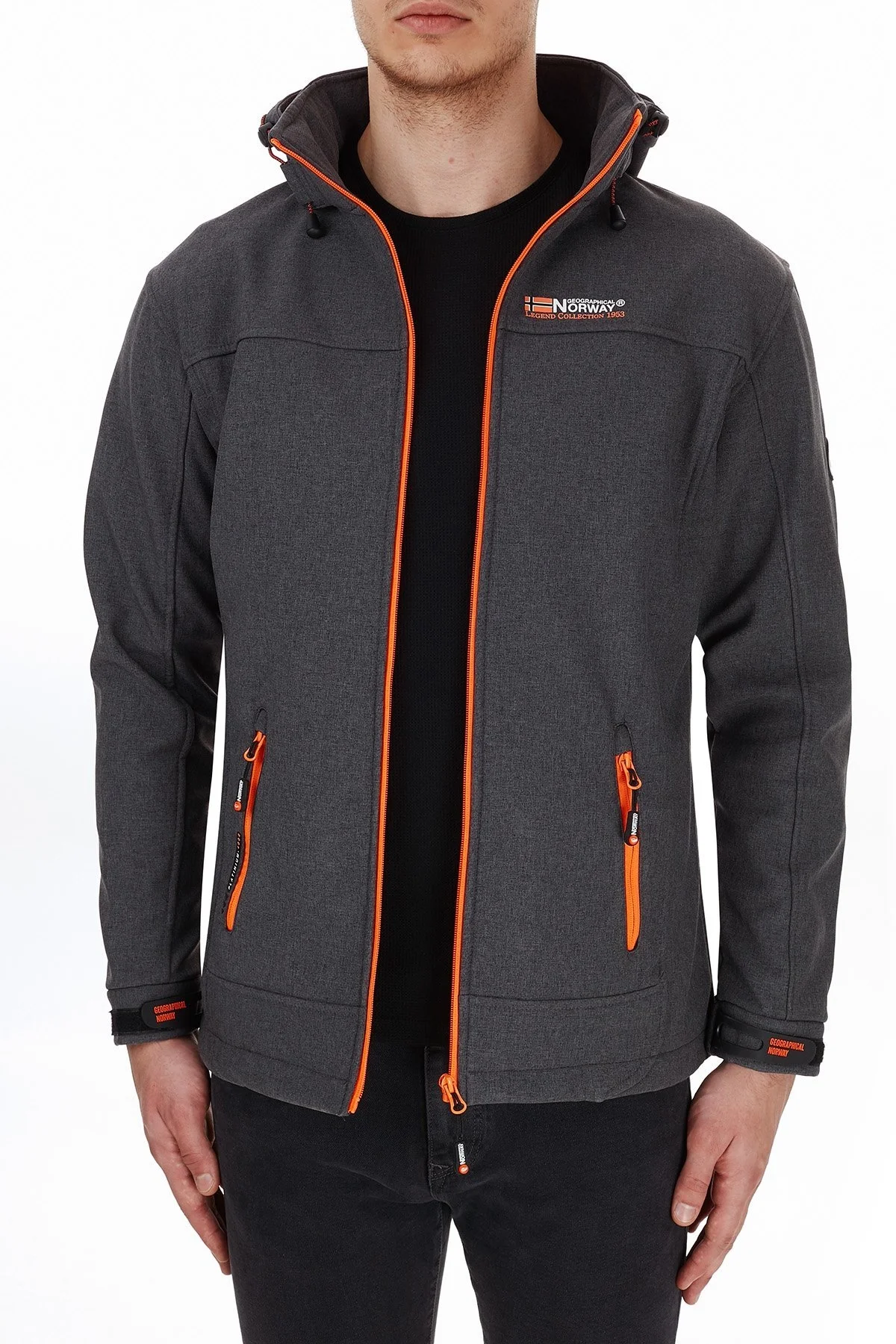 Norway Geographical Kapüşonlu Outdoor Erkek Mont TEMIX Koyu Gri-Oranj - 4