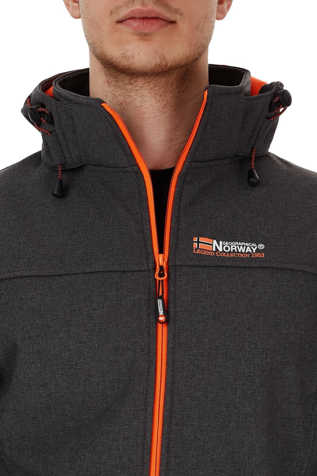 Norway Geographical Kapüşonlu Outdoor Erkek Mont TEMIX Koyu Gri-Oranj - 6