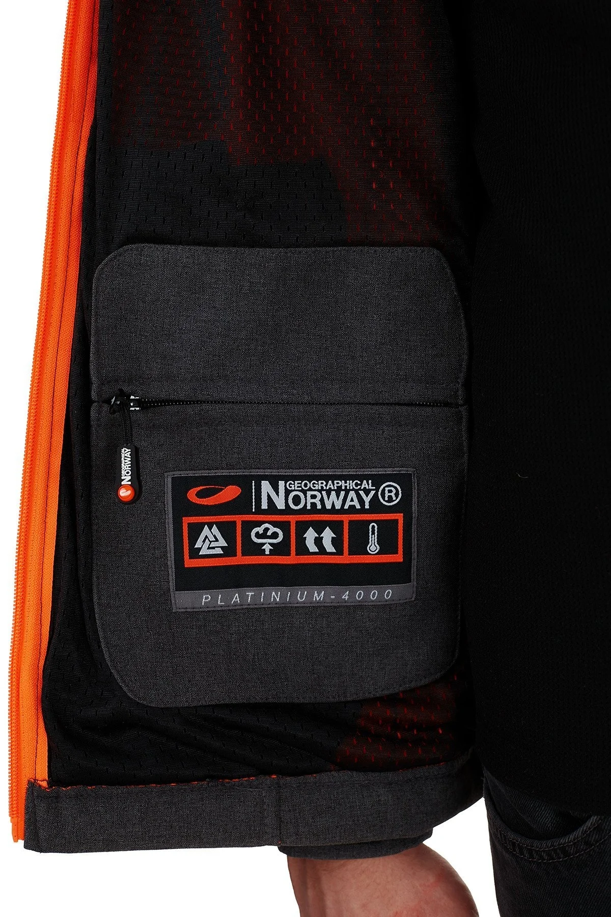 Norway Geographical Kapüşonlu Outdoor Erkek Mont TEMIX Koyu Gri-Oranj - 8