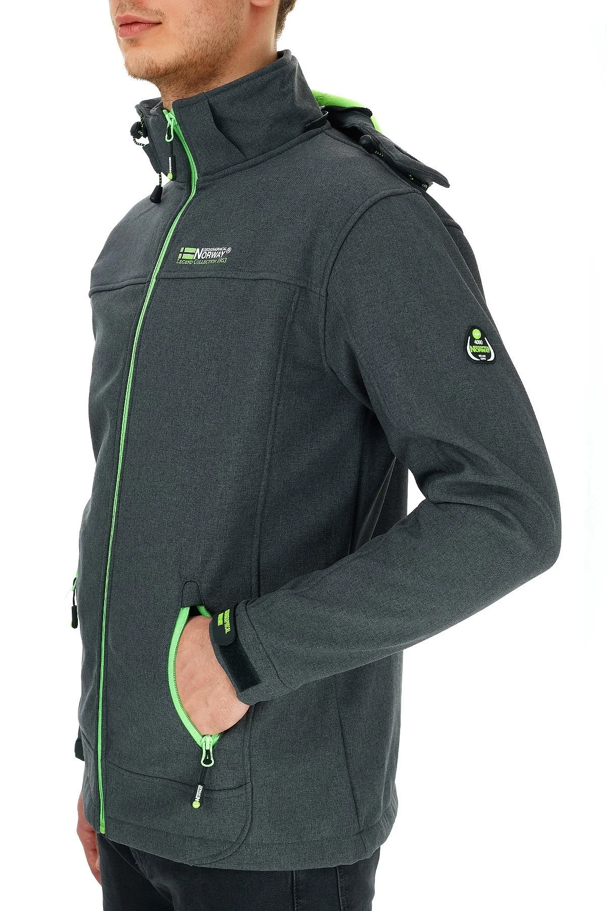 Norway Geographical Kapüşonlu Outdoor Erkek Mont TEMIX Koyu Gri-Yeşil - 5