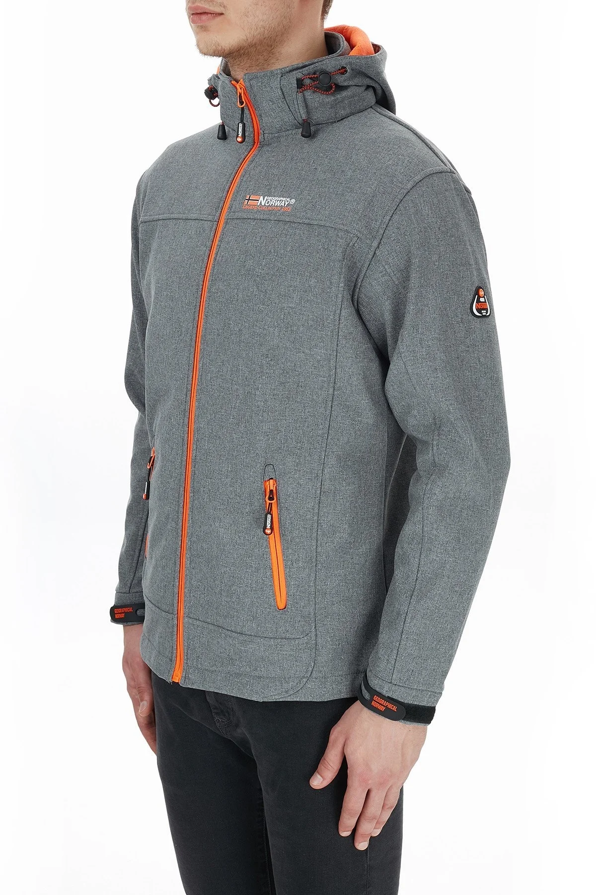 Norway Geographical Kapüşonlu Outdoor Erkek Mont TEMIX Açık Gri-Oranj - 3