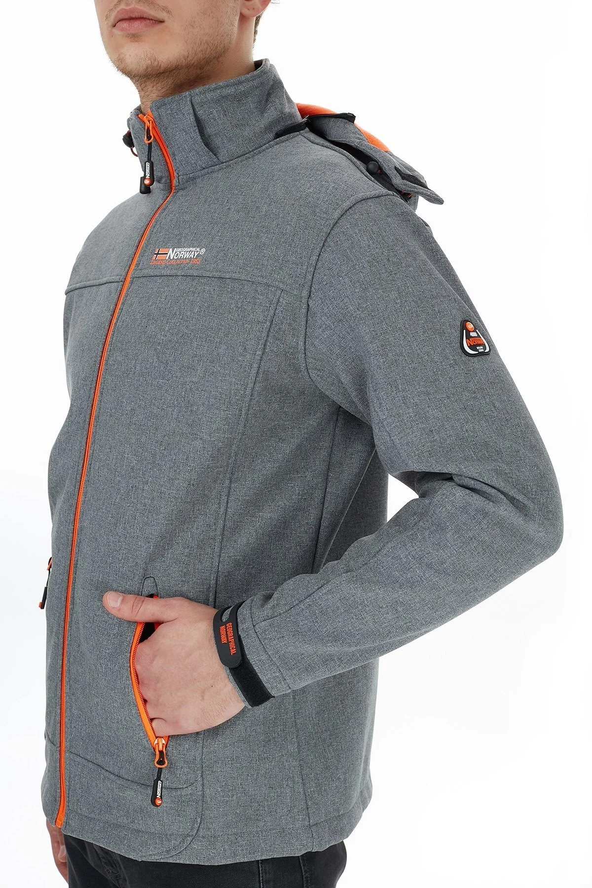 Norway Geographical Kapüşonlu Outdoor Erkek Mont TEMIX Açık Gri-Oranj - 5