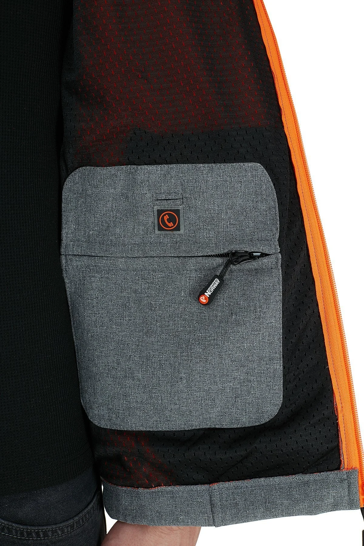 Norway Geographical Kapüşonlu Outdoor Erkek Mont TEMIX Açık Gri-Oranj - 7