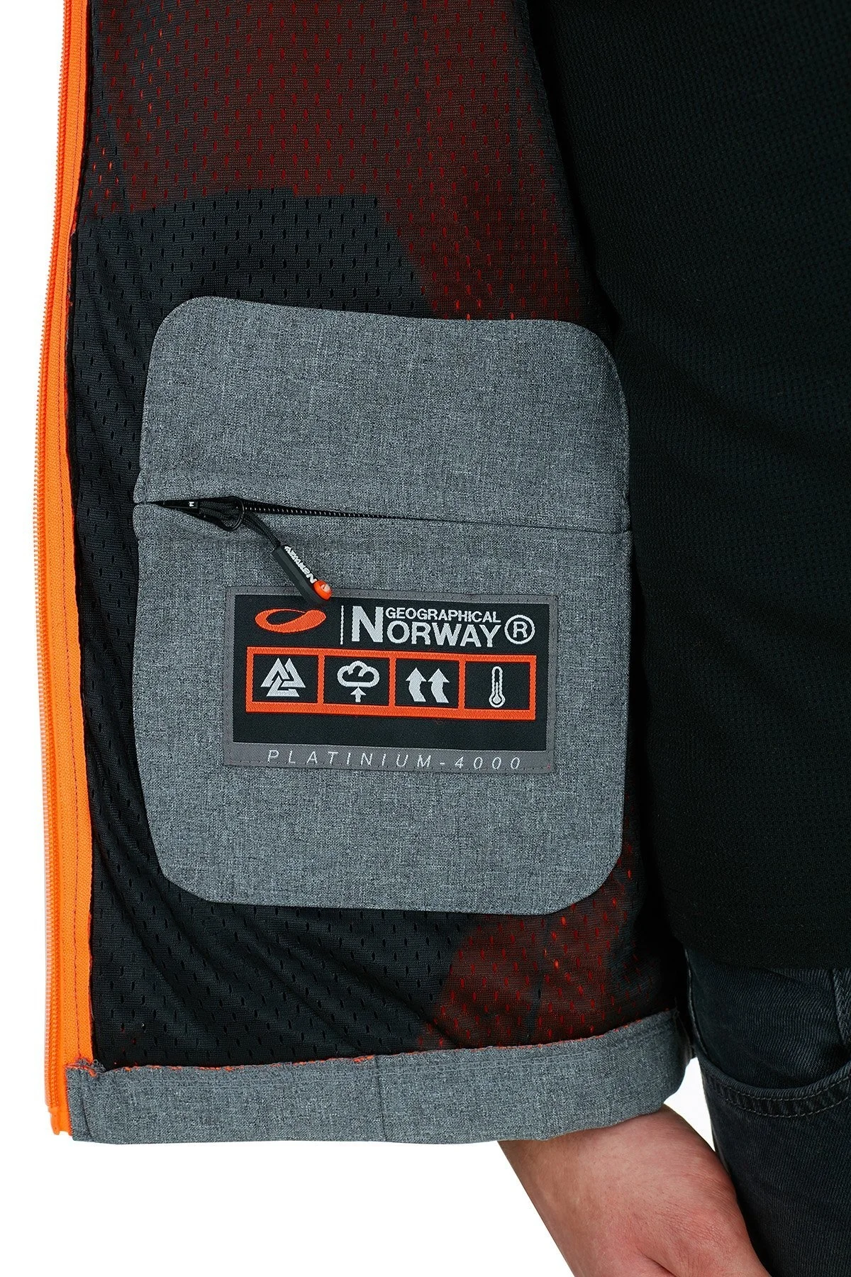 Norway Geographical Kapüşonlu Outdoor Erkek Mont TEMIX Açık Gri-Oranj - 8