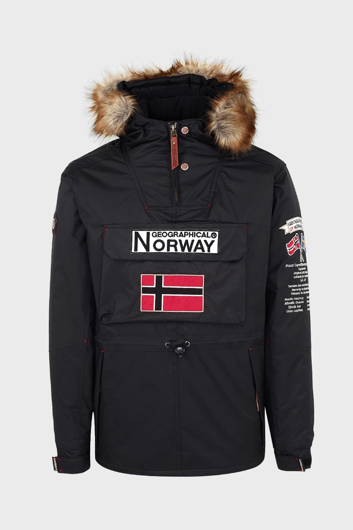 Norway Geographical Kapüşonlu Outdoor Erkek Parka BARMAN SİYAH - 1