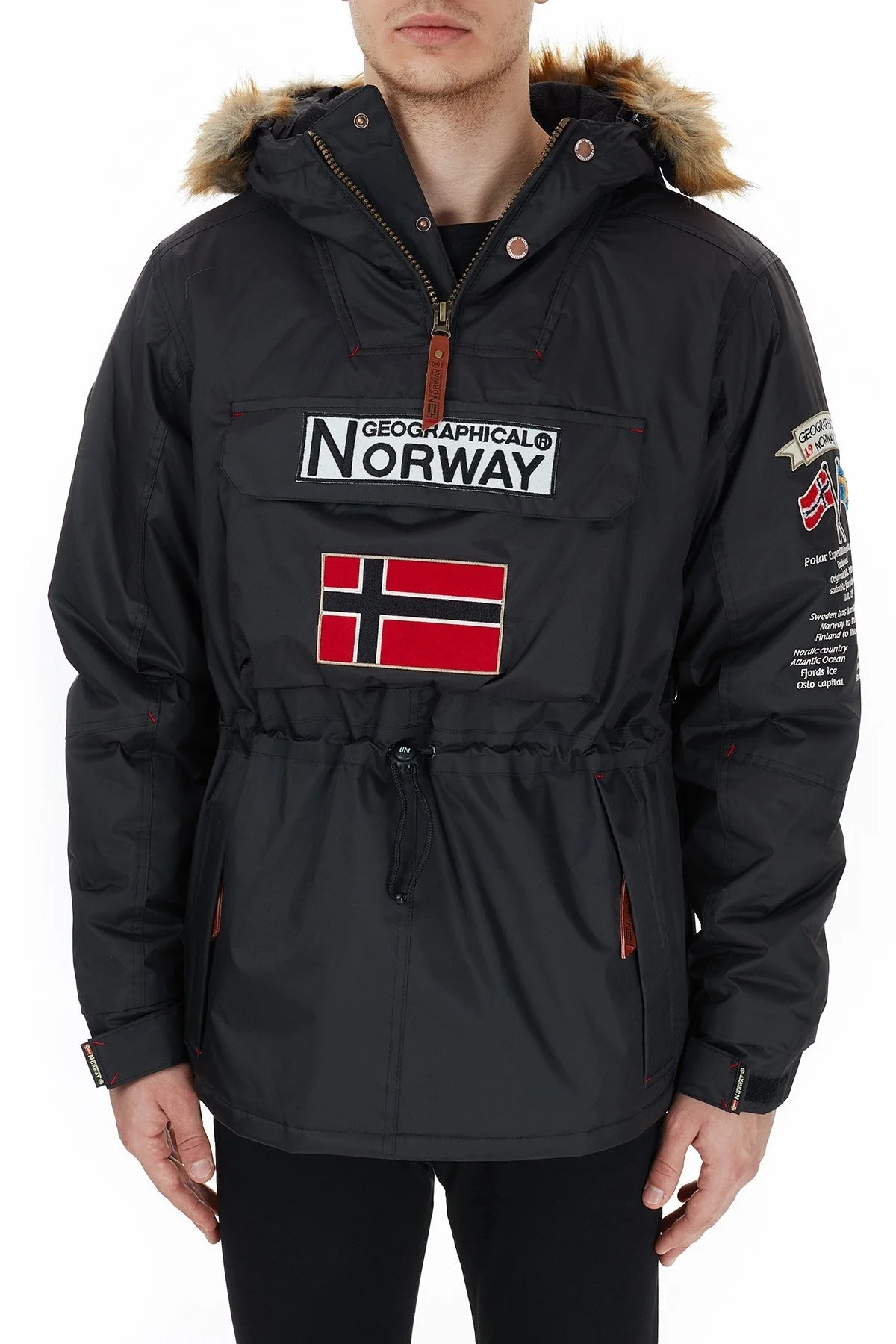 Norway Geographical Kapüşonlu Outdoor Erkek Parka BARMAN SİYAH - 2