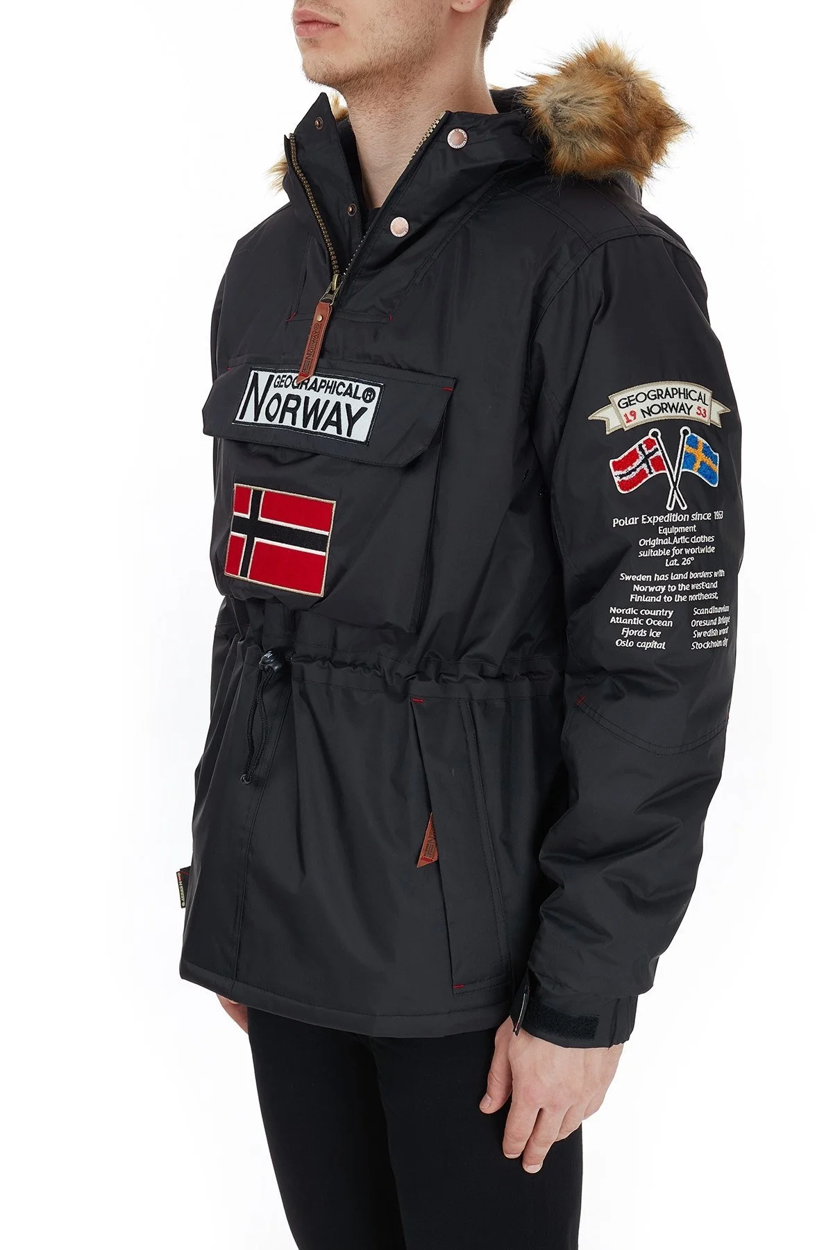 Norway Geographical Kapüşonlu Outdoor Erkek Parka BARMAN SİYAH - 3