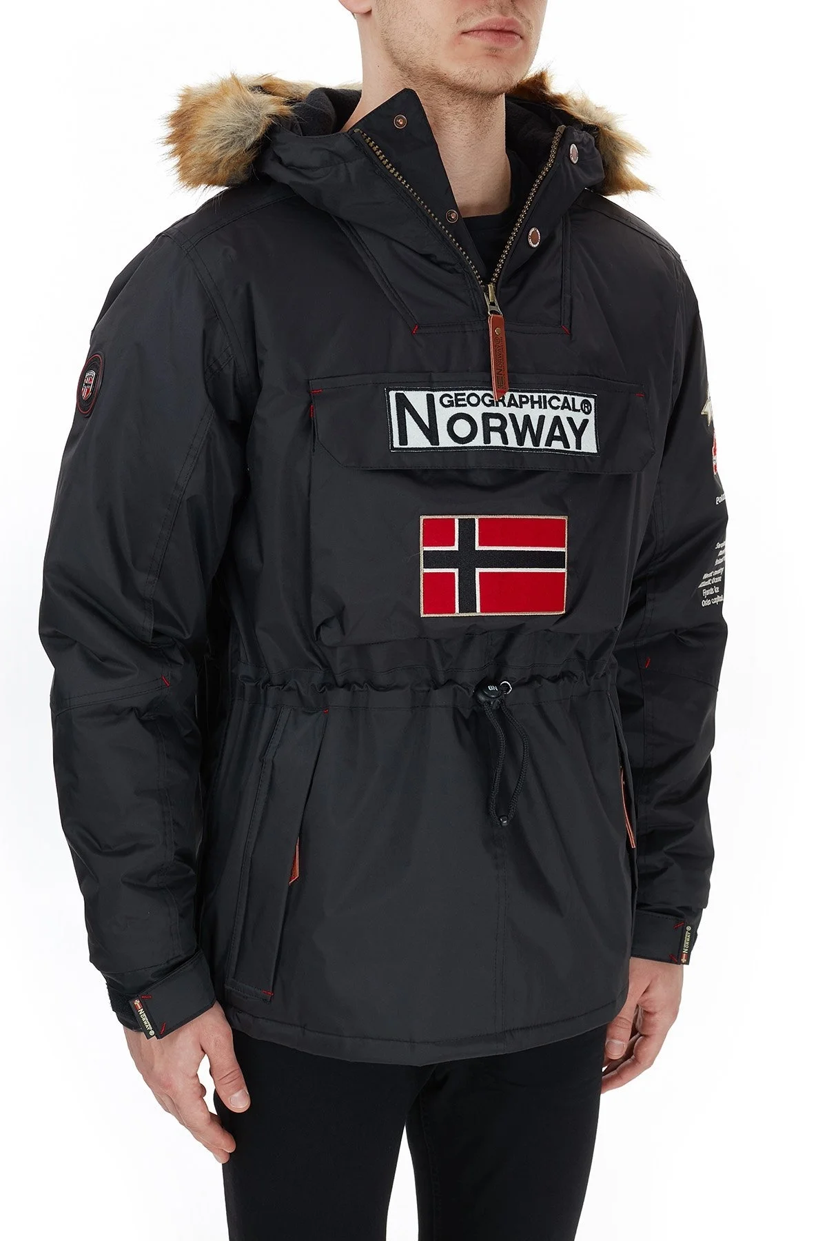 Norway Geographical Kapüşonlu Outdoor Erkek Parka BARMAN SİYAH - 4
