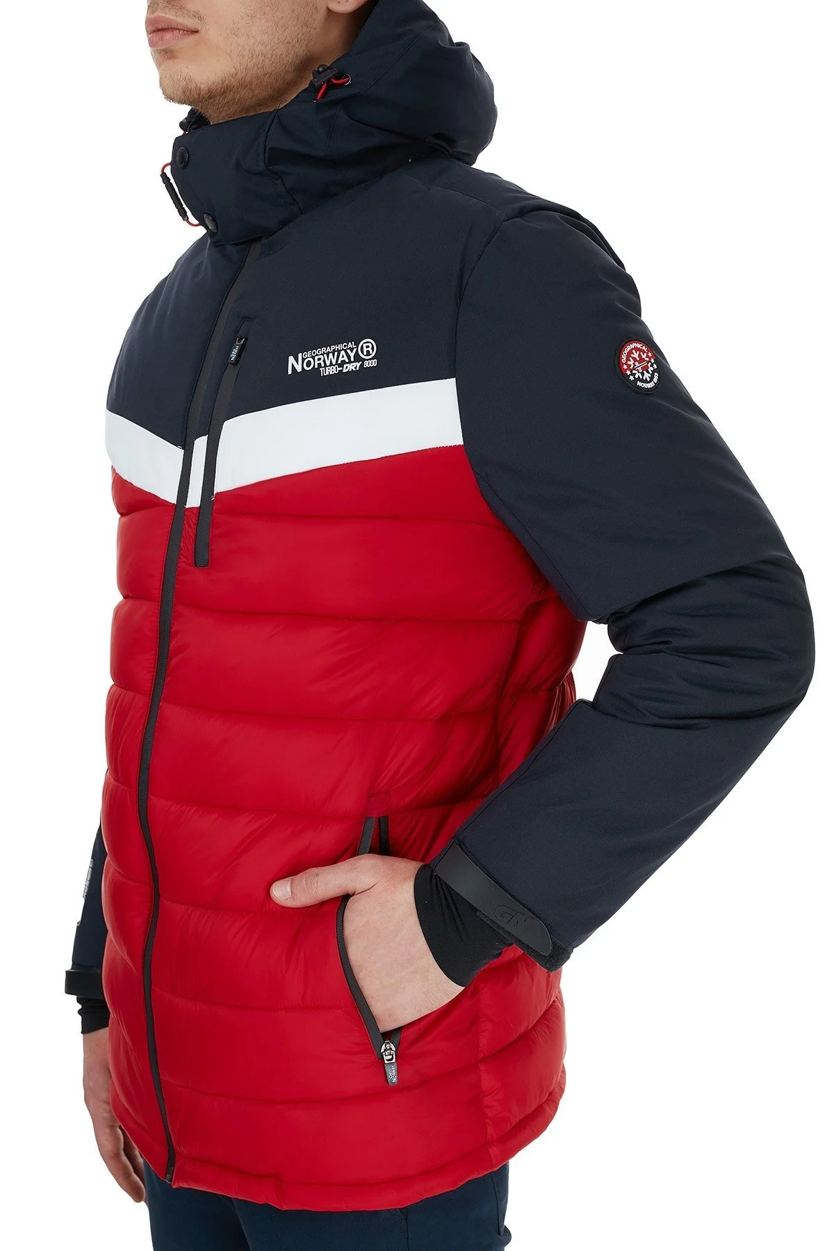 Norway Geographical Kapüşonlu Outdoor Erkek Parka BENOIT KIRMIZI-LACİVERT - 3