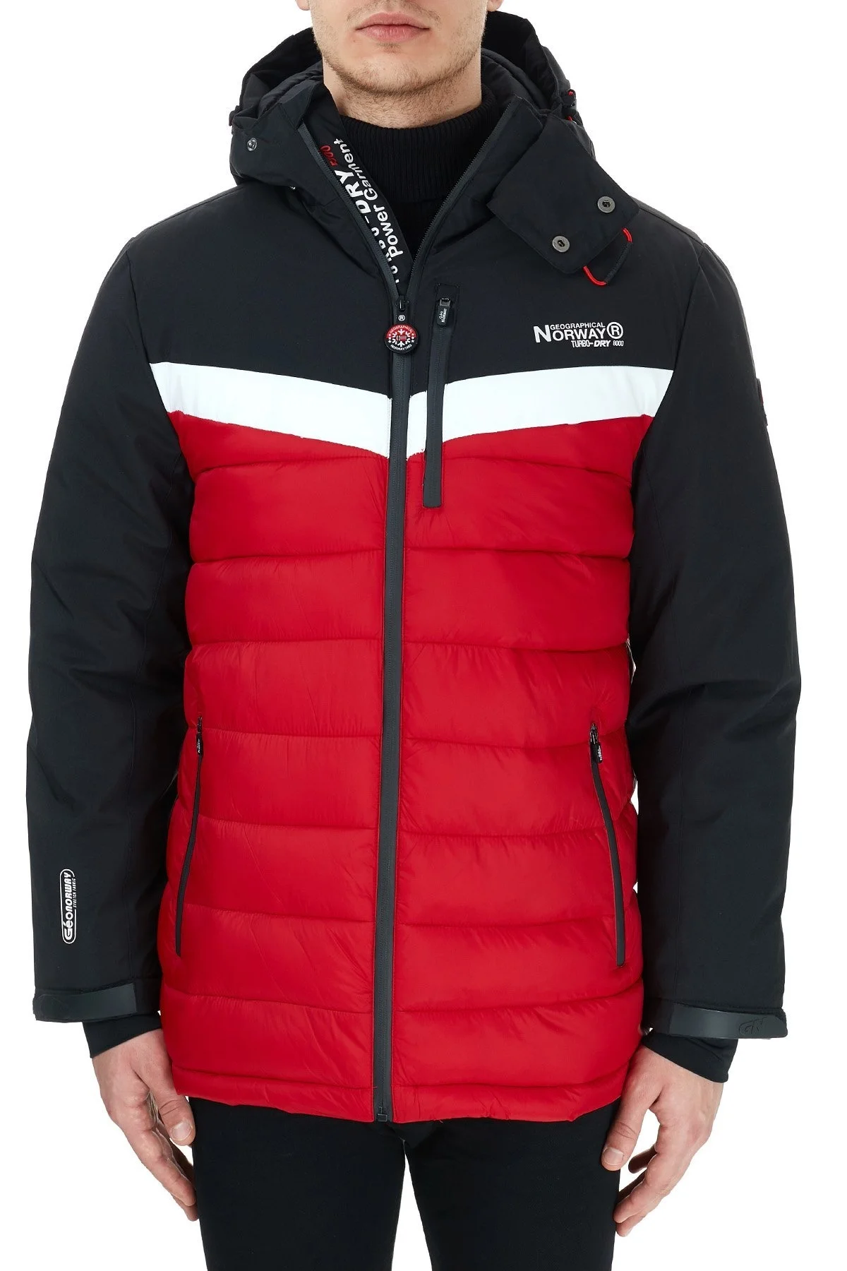 Norway Geographical Kapüşonlu Outdoor Erkek Parka BENOIT KIRMIZI-SİYAH - 2