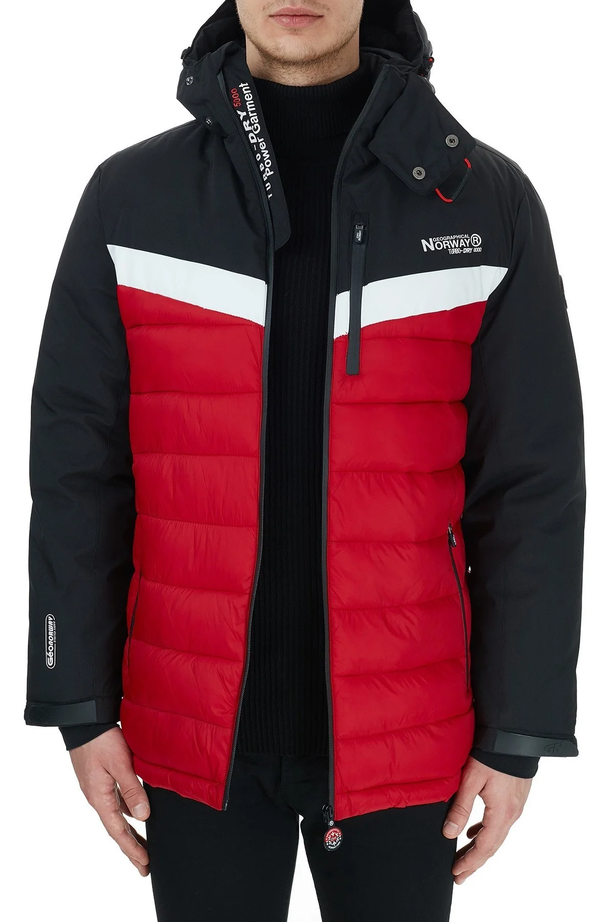 Norway Geographical Kapüşonlu Outdoor Erkek Parka BENOIT KIRMIZI-SİYAH - 4