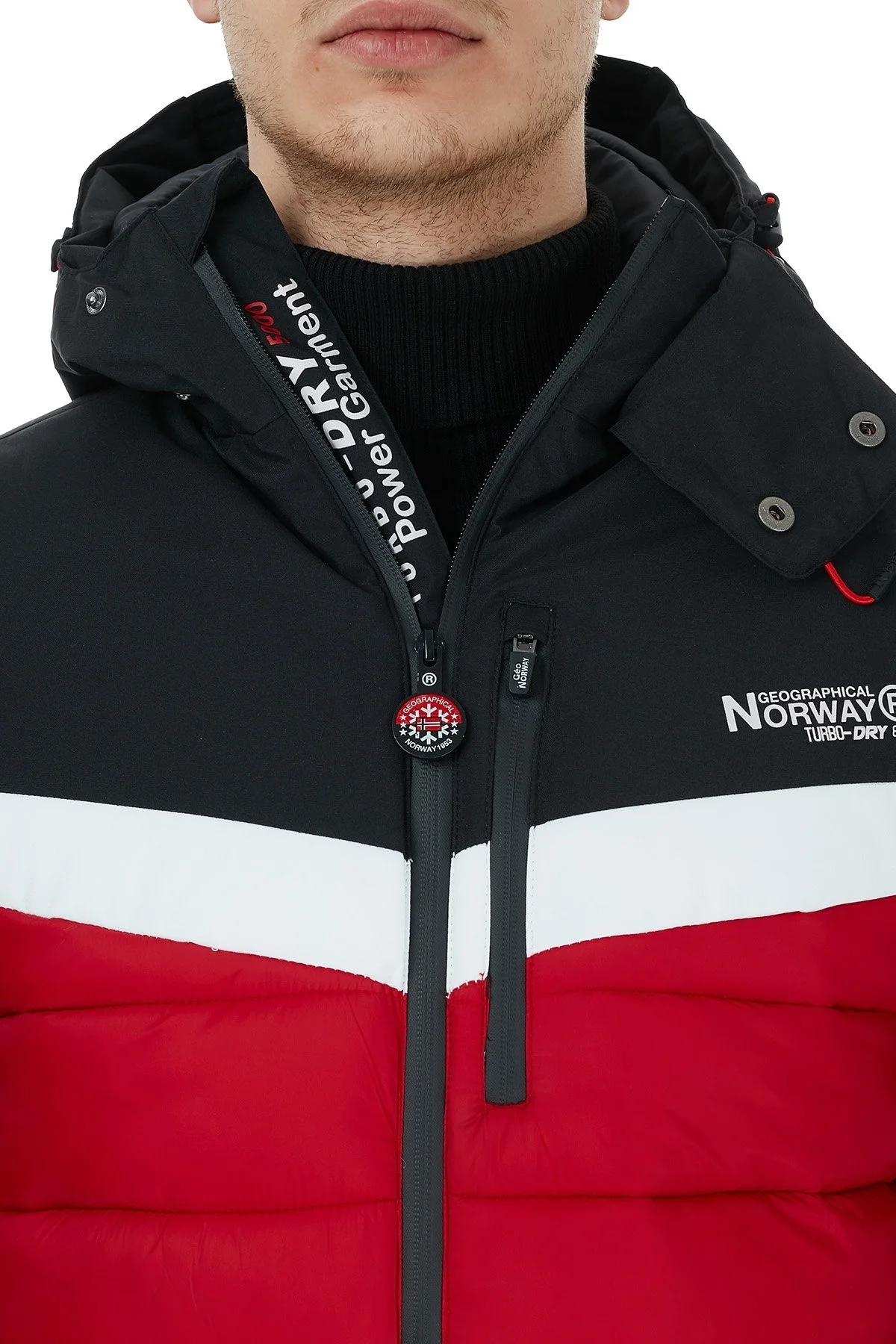 Norway Geographical Kapüşonlu Outdoor Erkek Parka BENOIT KIRMIZI-SİYAH - 6