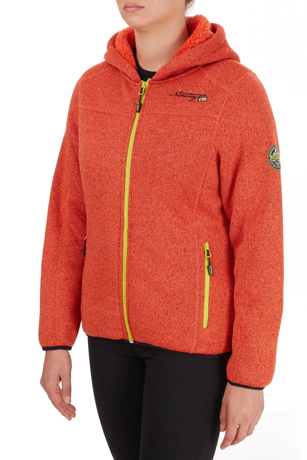 Norway Geographical Yumuşak Dokulu Soğuğa Dayanıklı Kapüşonlu Outdoor Bayan Polar TORCHE ORANGE - 3