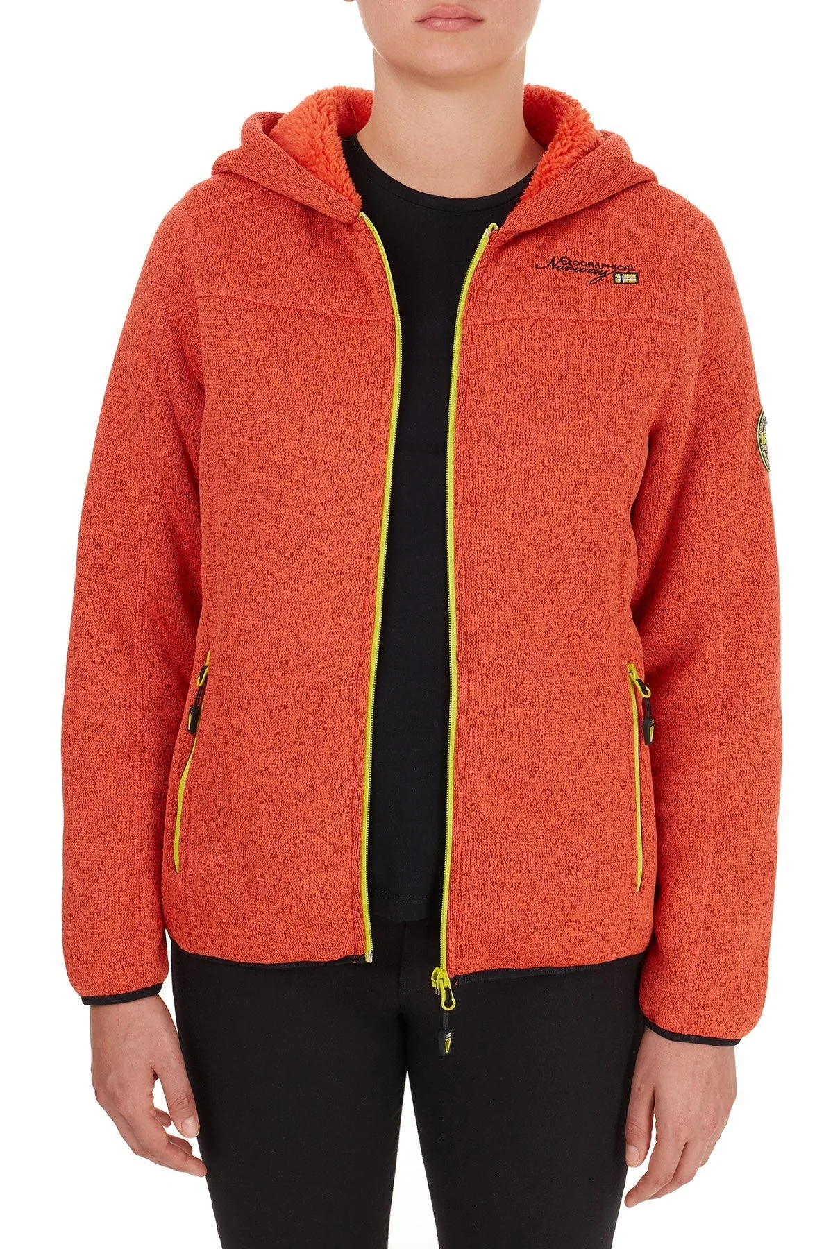Norway Geographical Yumuşak Dokulu Soğuğa Dayanıklı Kapüşonlu Outdoor Bayan Polar TORCHE ORANGE - 4