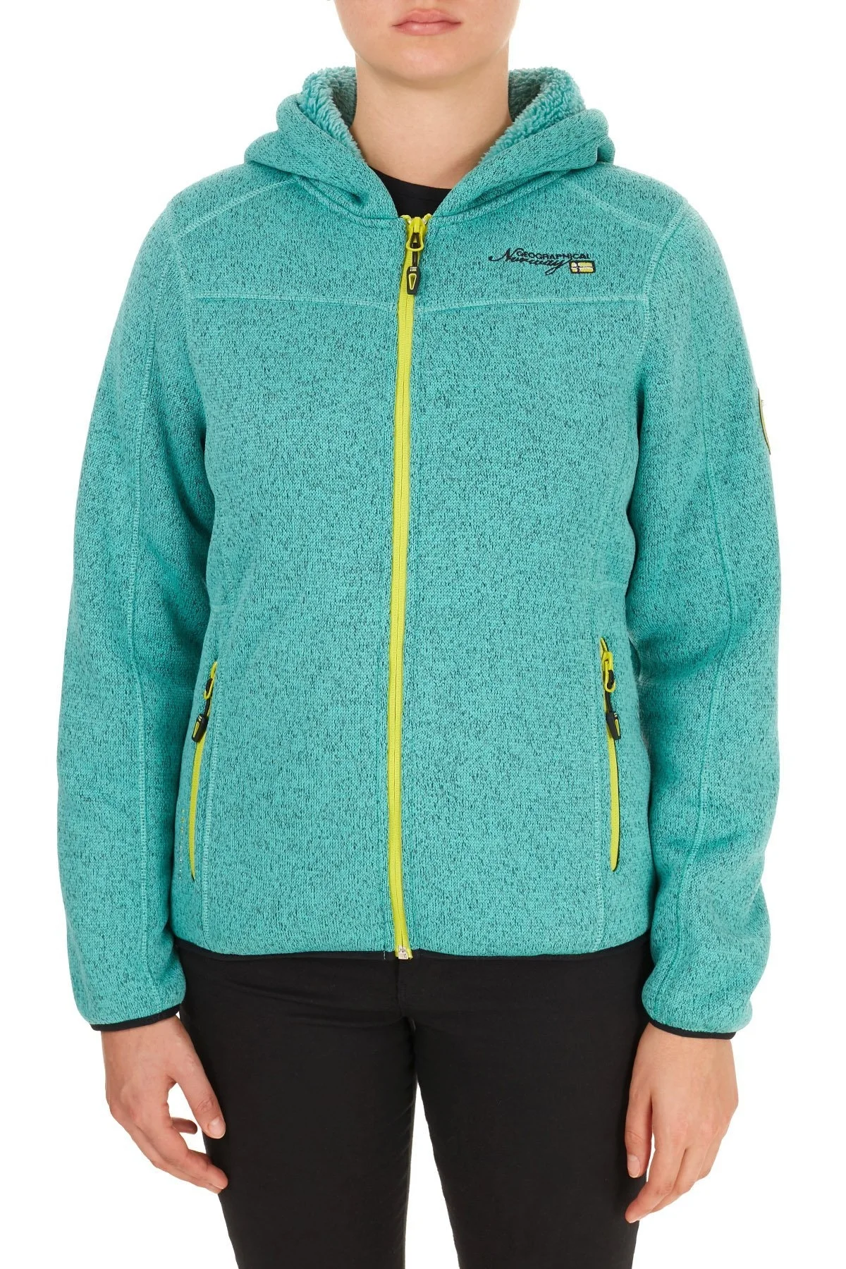 Norway Geographical Yumuşak Dokulu Soğuğa Dayanıklı Kapüşonlu Outdoor Bayan Polar TORCHE YEŞİL - 2