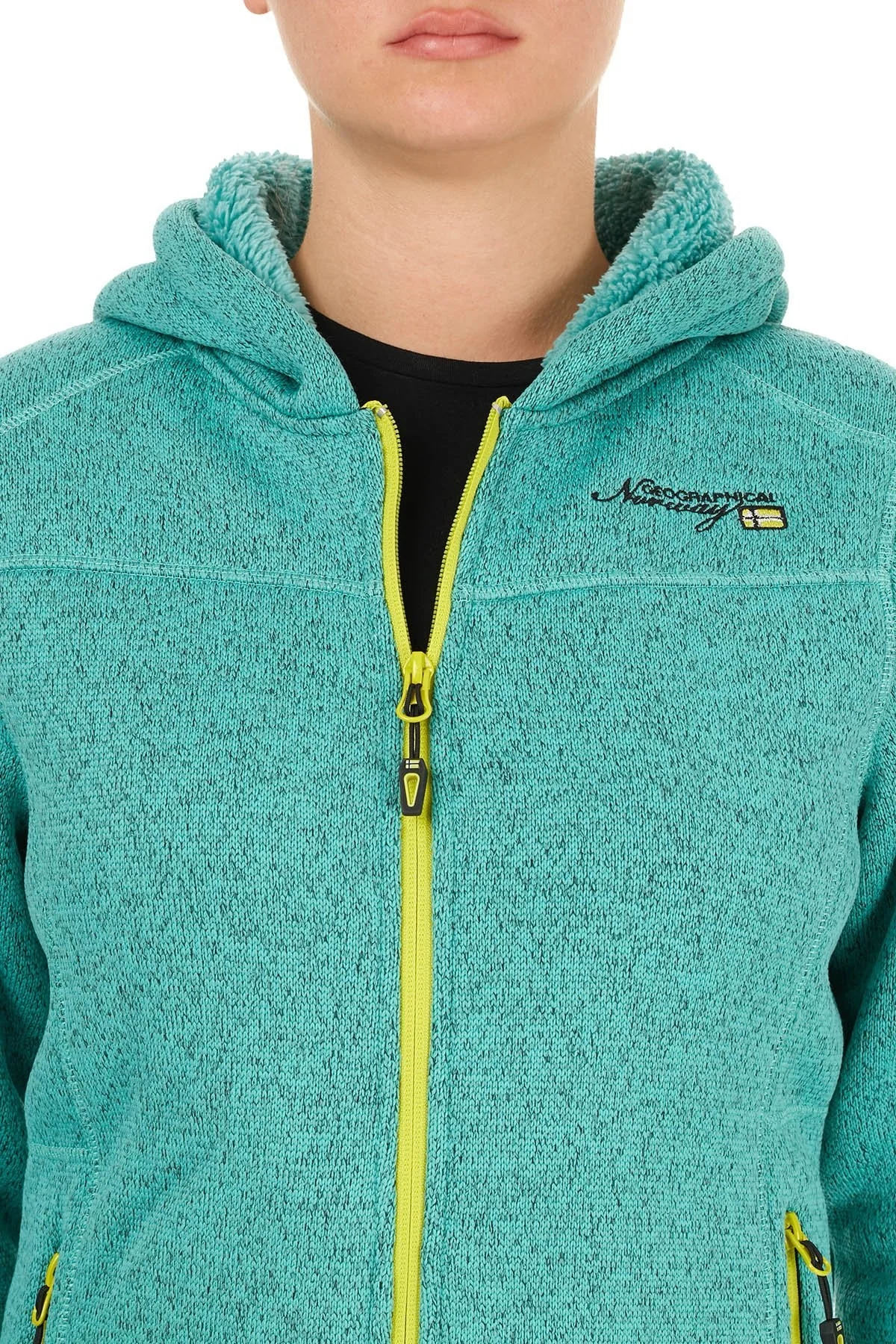 Norway Geographical Yumuşak Dokulu Soğuğa Dayanıklı Kapüşonlu Outdoor Bayan Polar TORCHE YEŞİL - 6