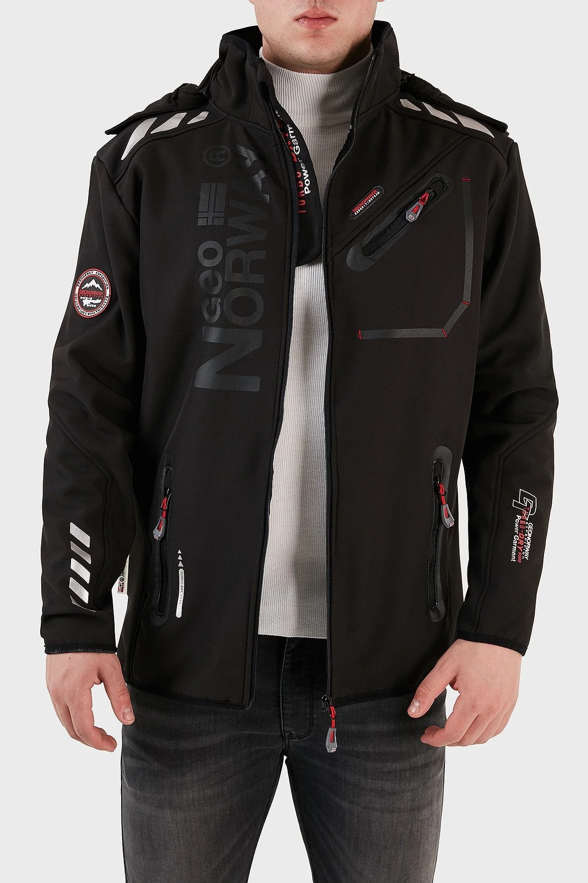 Norway Geographical Kapüşonlu Su Geçirmez 5000 mm Outdoor Erkek Mont ROYAUTE SİYAH - 2