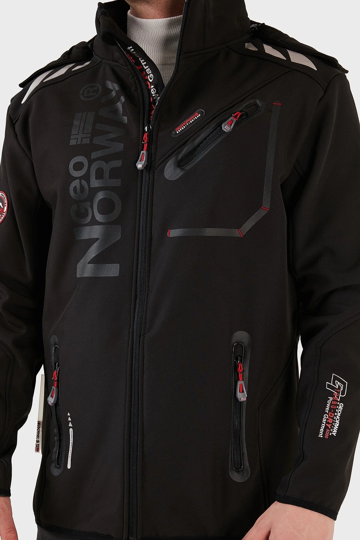 Norway Geographical Kapüşonlu Su Geçirmez 5000 mm Outdoor Erkek Mont ROYAUTE SİYAH - 15