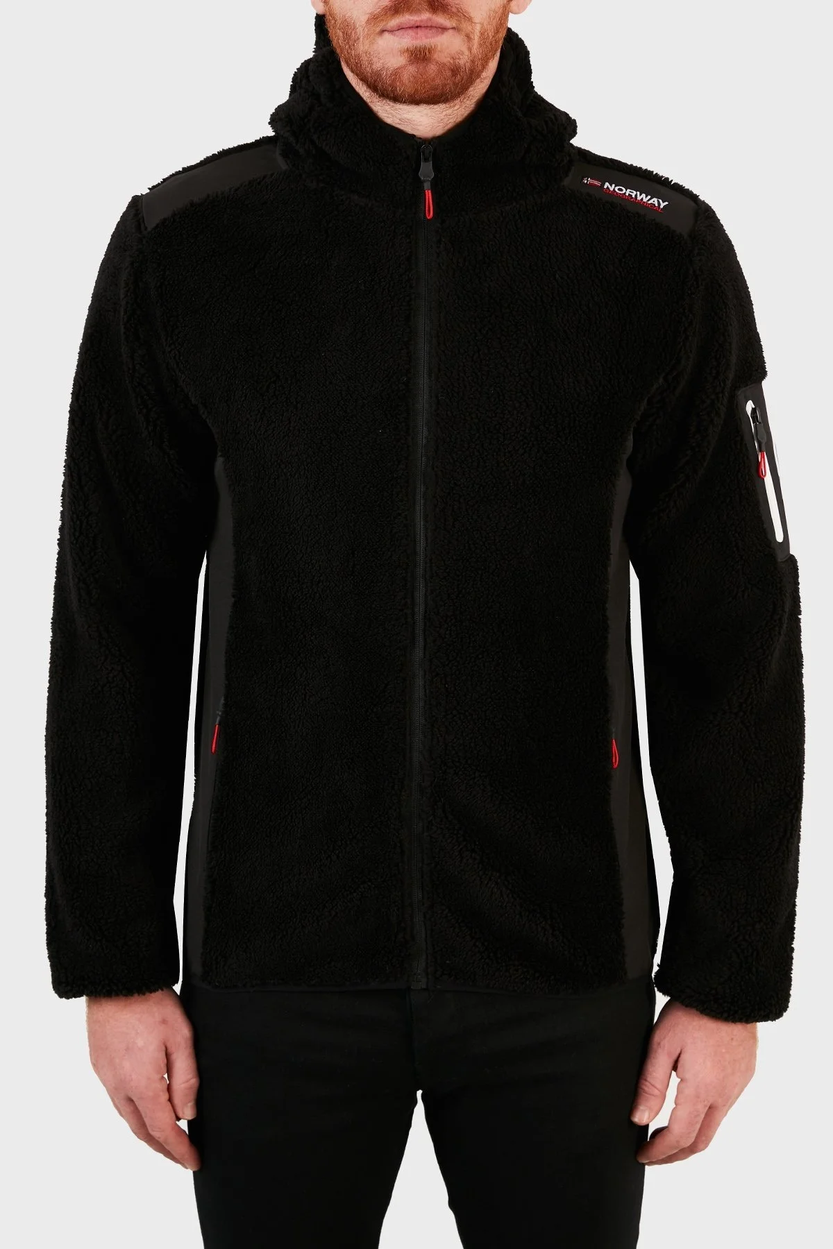 Norway Geographical Kapüşonlu Yumuşak Dokulu Rüzgar Geçirmez Outdoor Erkek Polar TUFOUR SİYAH - 8