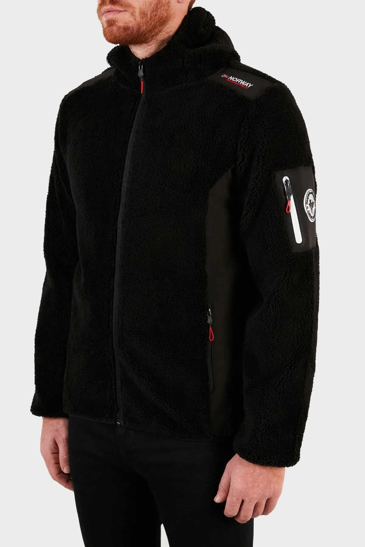 Norway Geographical Kapüşonlu Yumuşak Dokulu Rüzgar Geçirmez Outdoor Erkek Polar TUFOUR SİYAH - 9