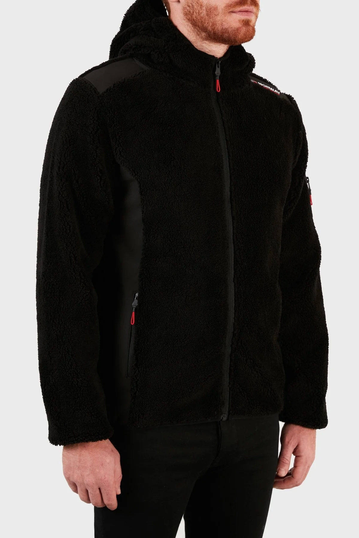 Norway Geographical Kapüşonlu Yumuşak Dokulu Rüzgar Geçirmez Outdoor Erkek Polar TUFOUR SİYAH - 11