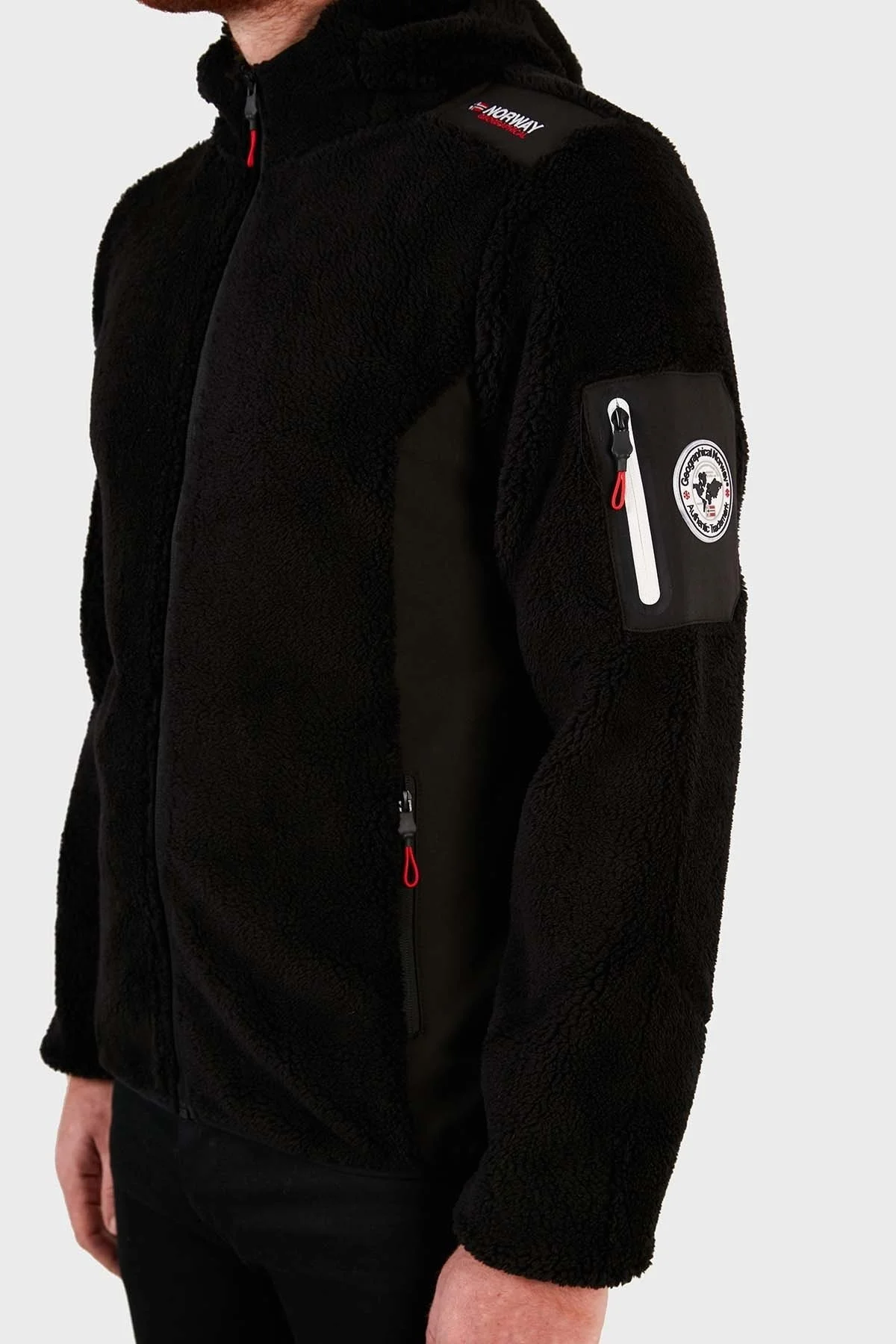 Norway Geographical Kapüşonlu Yumuşak Dokulu Rüzgar Geçirmez Outdoor Erkek Polar TUFOUR SİYAH - 12