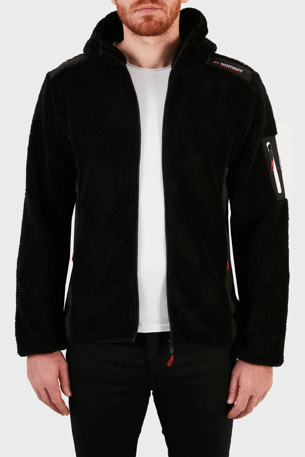 Norway Geographical Kapüşonlu Yumuşak Dokulu Rüzgar Geçirmez Outdoor Erkek Polar TUFOUR SİYAH - 13