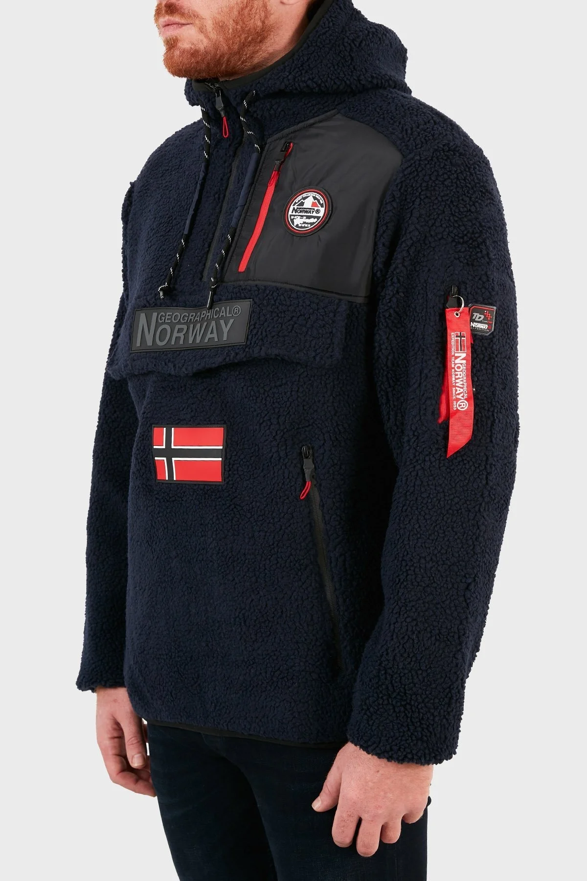 Norway Geographical Kapüşonlu Yumuşak Dokulu Soğuğa Dayanıklı Yarım Fermuar Outdoor Erkek Polar TERIFIQUE LACİVERT - 3