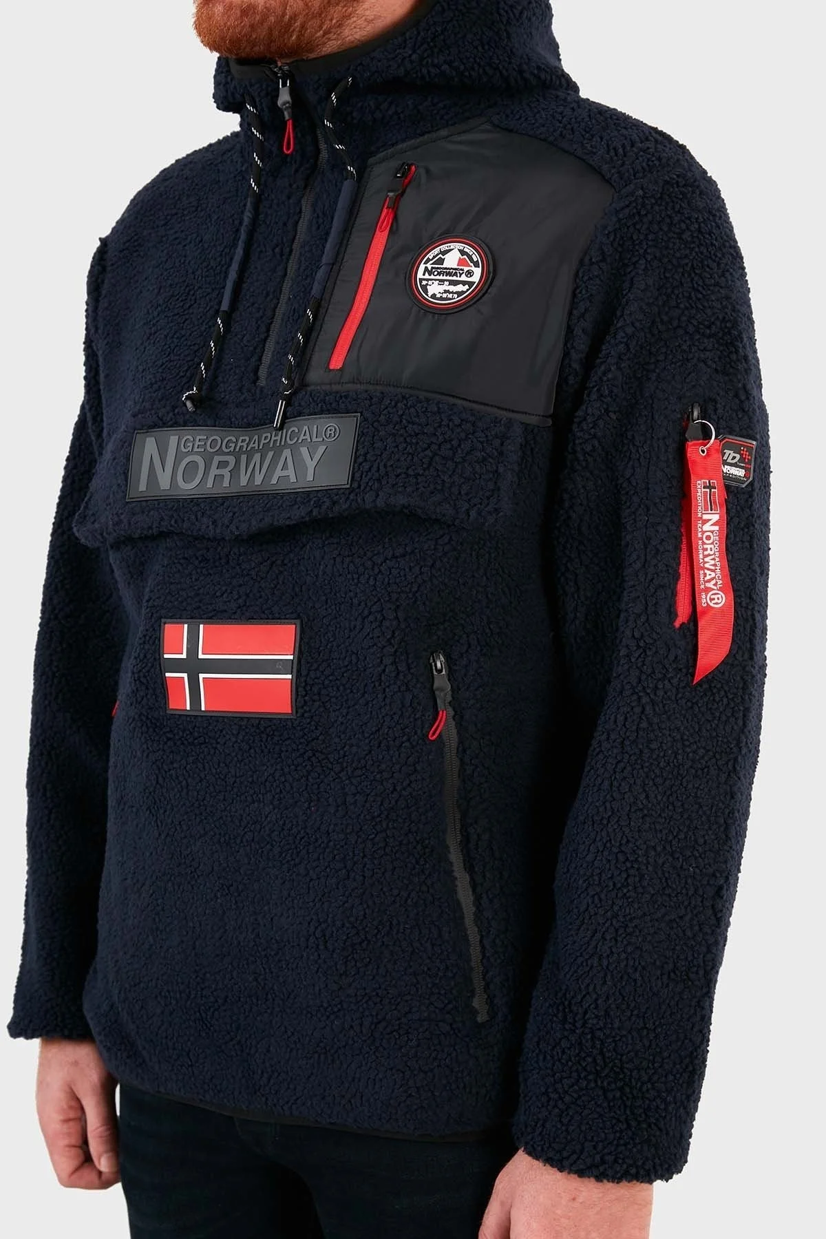 Norway Geographical Kapüşonlu Yumuşak Dokulu Soğuğa Dayanıklı Yarım Fermuar Outdoor Erkek Polar TERIFIQUE LACİVERT - 5