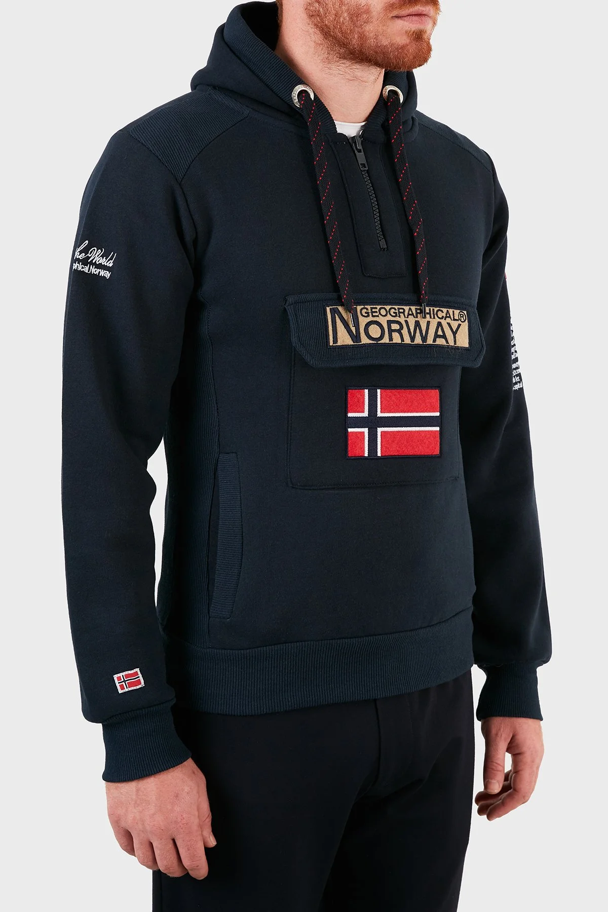 Norway Geographical Kapüşonlu Yarım Fermuarlı Outdoor Erkek Sweat GYMCLASSA100 Lacivert - 4