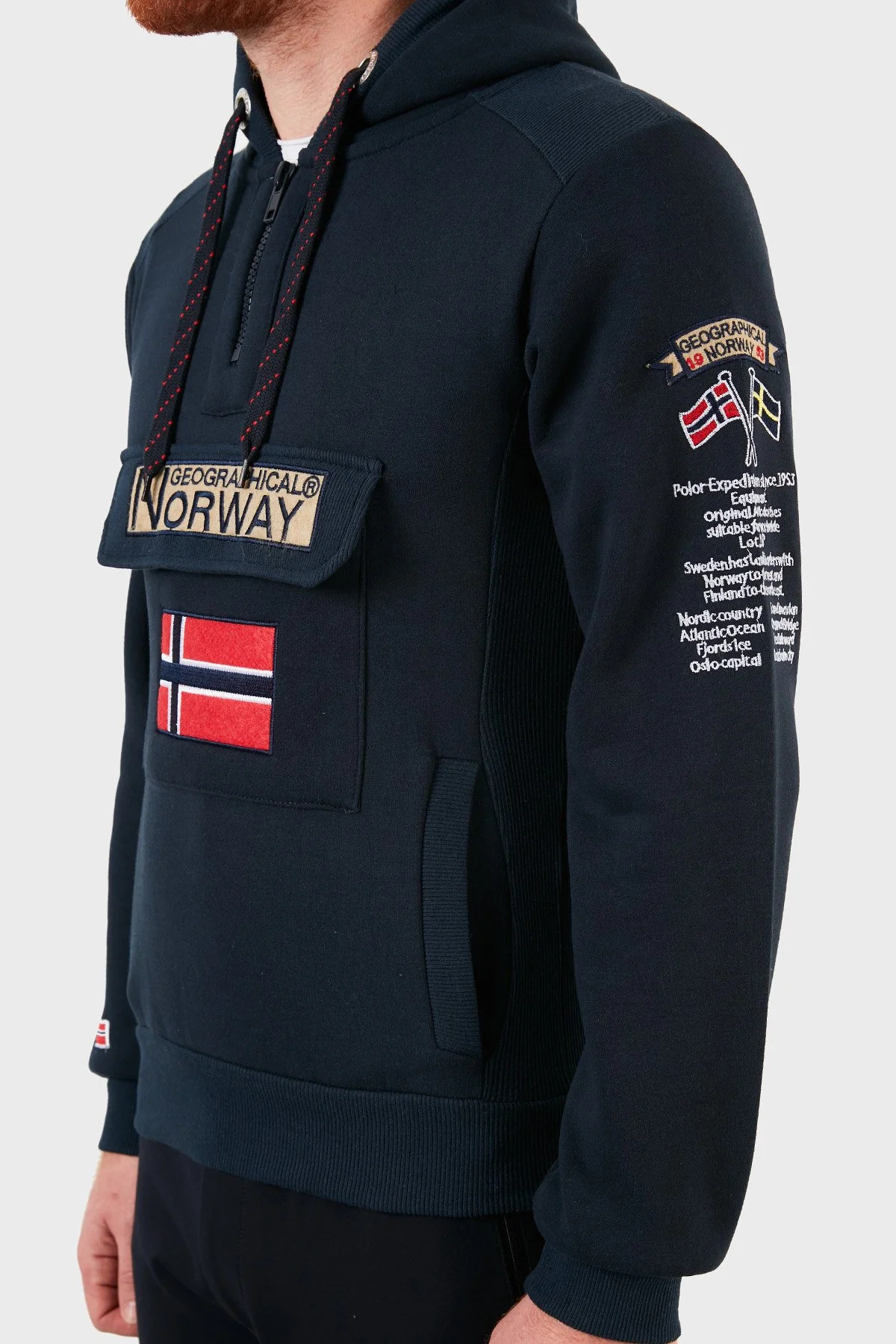 Norway Geographical Kapüşonlu Yarım Fermuarlı Outdoor Erkek Sweat GYMCLASSA100 Lacivert - 5