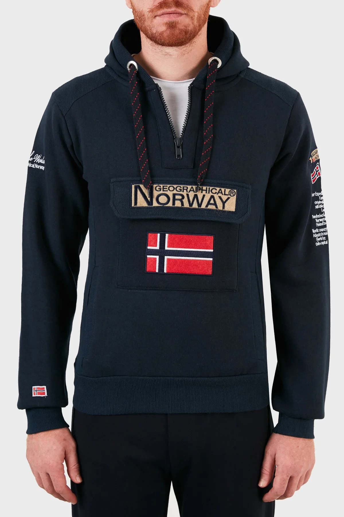 Norway Geographical Kapüşonlu Yarım Fermuarlı Outdoor Erkek Sweat GYMCLASSA100 Lacivert - 6