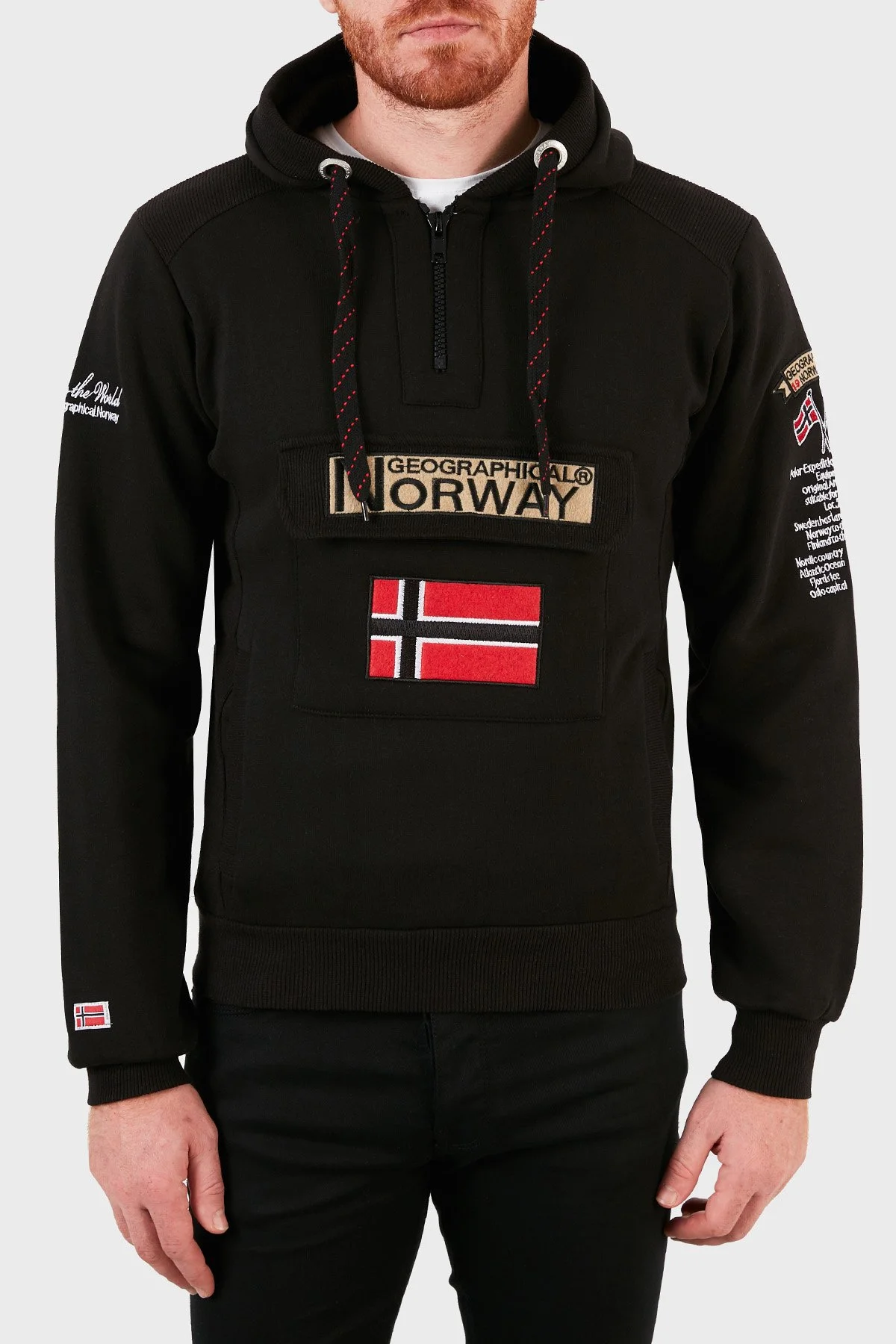 Norway Geographical Kapüşonlu Yarım Fermuarlı Outdoor Erkek Sweat GYMCLASSA100 Siyah - 1