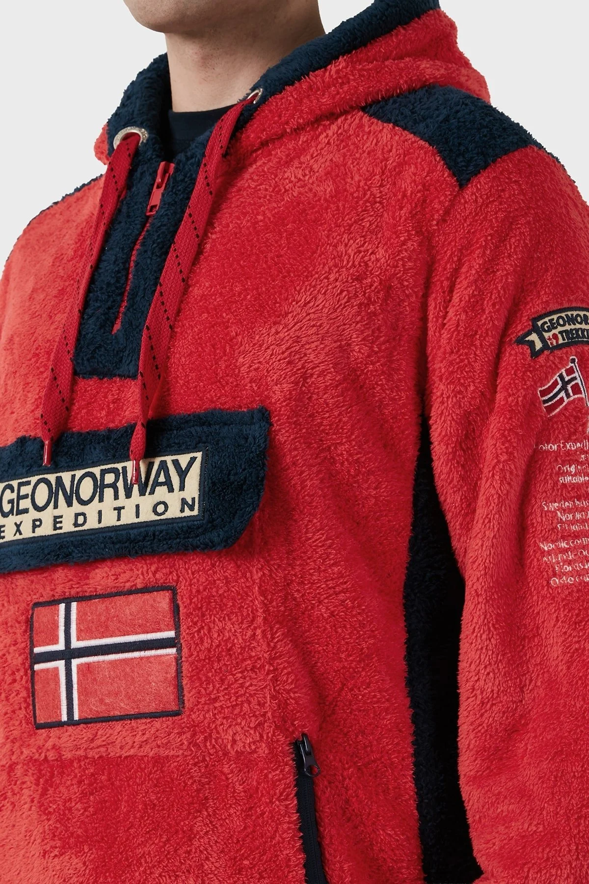 Norway Geographical Kapüşonlu Yarım Fermuarlı Outdoor Polar Erkek Sweat GYMCLASSSHERCO KIRMIZI - 10