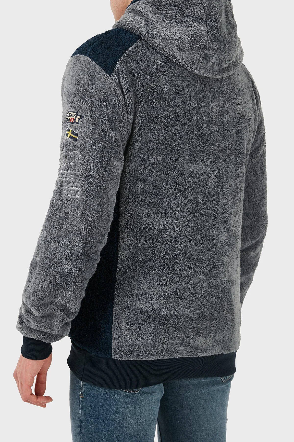 Norway Geographical Kapüşonlu Yarım Fermuarlı Outdoor Polar Erkek Sweat GYMCLASSSHERCO KOYU GRİ - 14